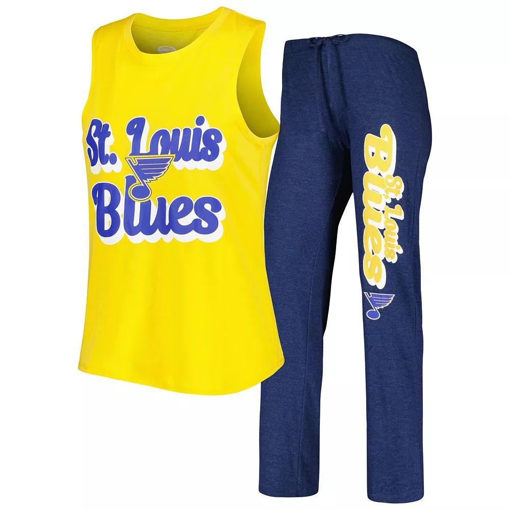 Women's Concepts Sport Gold/Navy St. Louis Blues Meter Muscle Tank Top & Pants Sleep Set, Size: XL Product Image