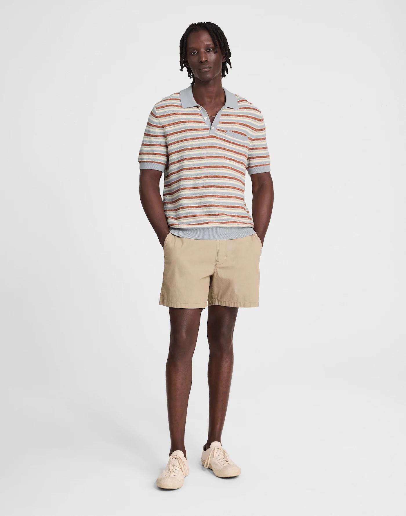Three-Button Sweater Polo in Cotton-Linen Blend Product Image