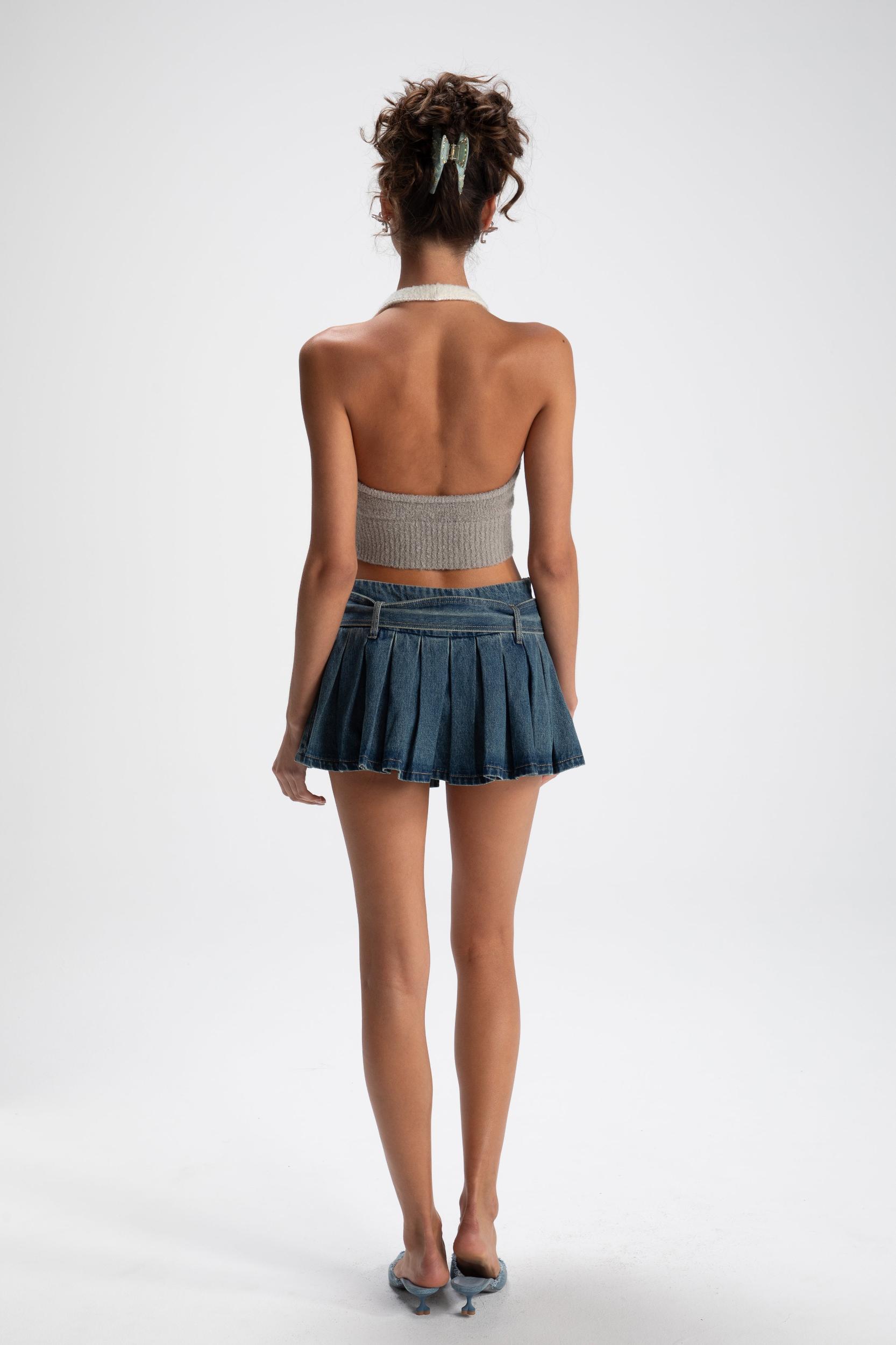 Macie Knit Halter Top (Grey) (Final Sale) Product Image