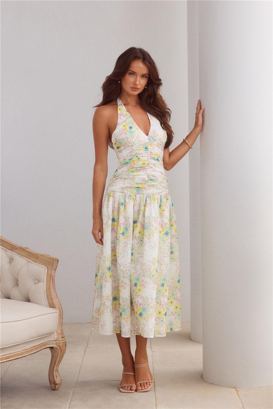 Island Dreamscape Halter Midi Dress Print Product Image