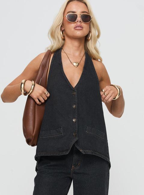 Hills Halter Washed Black Product Image