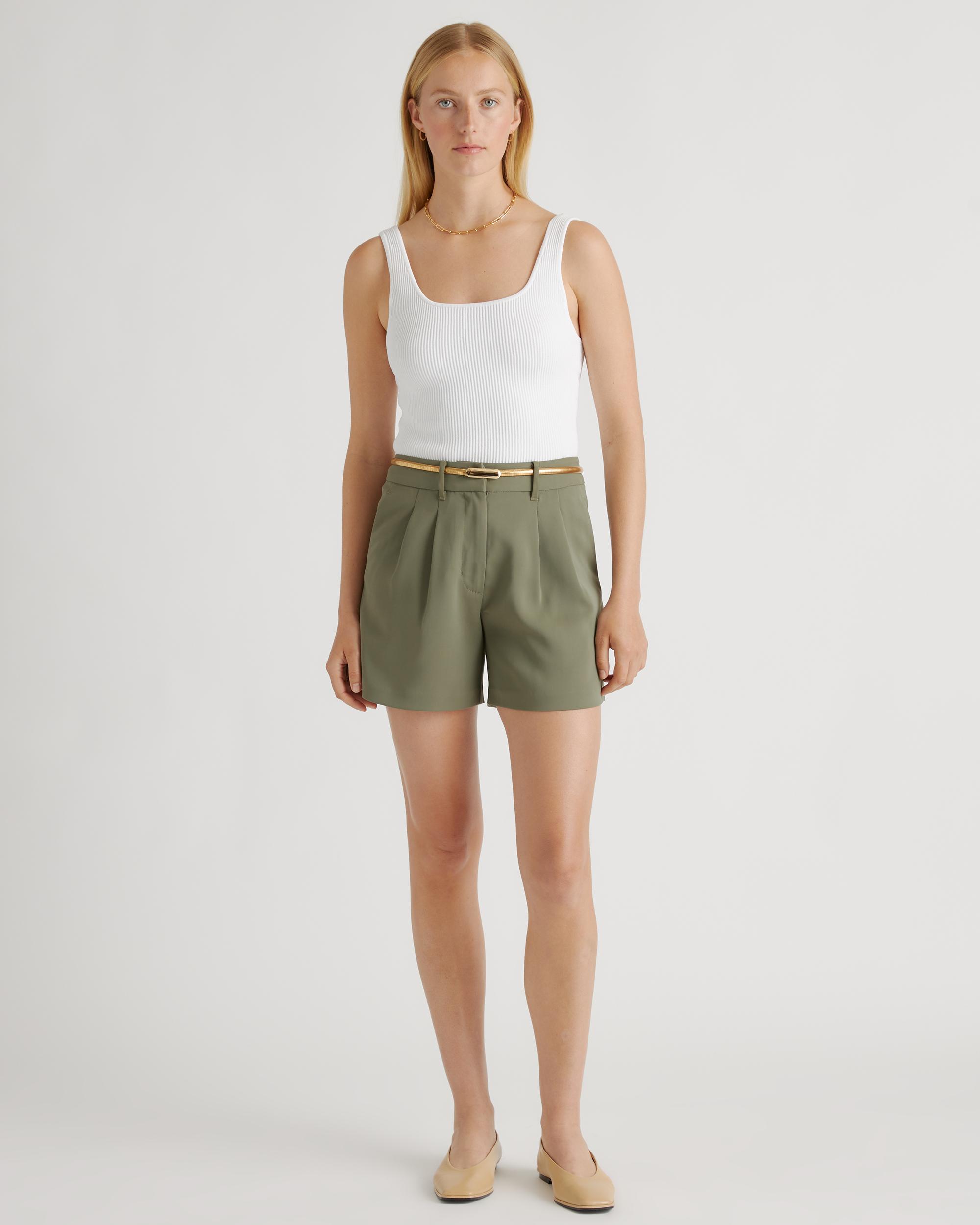 Quince | Women's Stretch Crepe Pleated Shorts Recycled Polyester Product Image