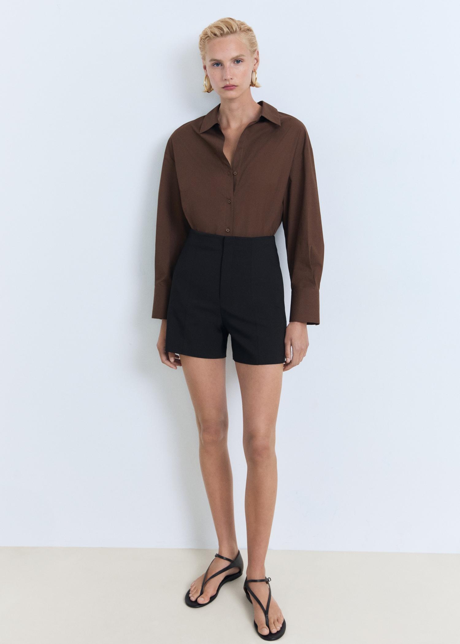 High-waist straight shorts - Women | MANGO USA Product Image