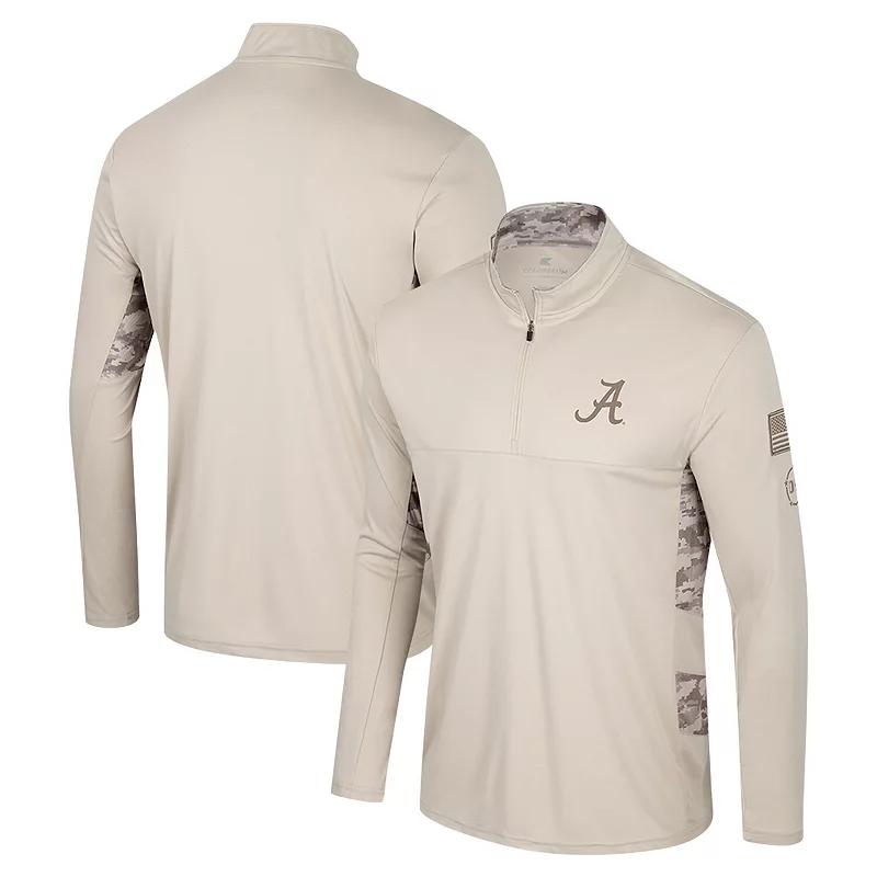 Men's Colosseum Natural Alabama Crimson Tide OHT Military Appreciation Quarter-Zip Jacket,  Product Image