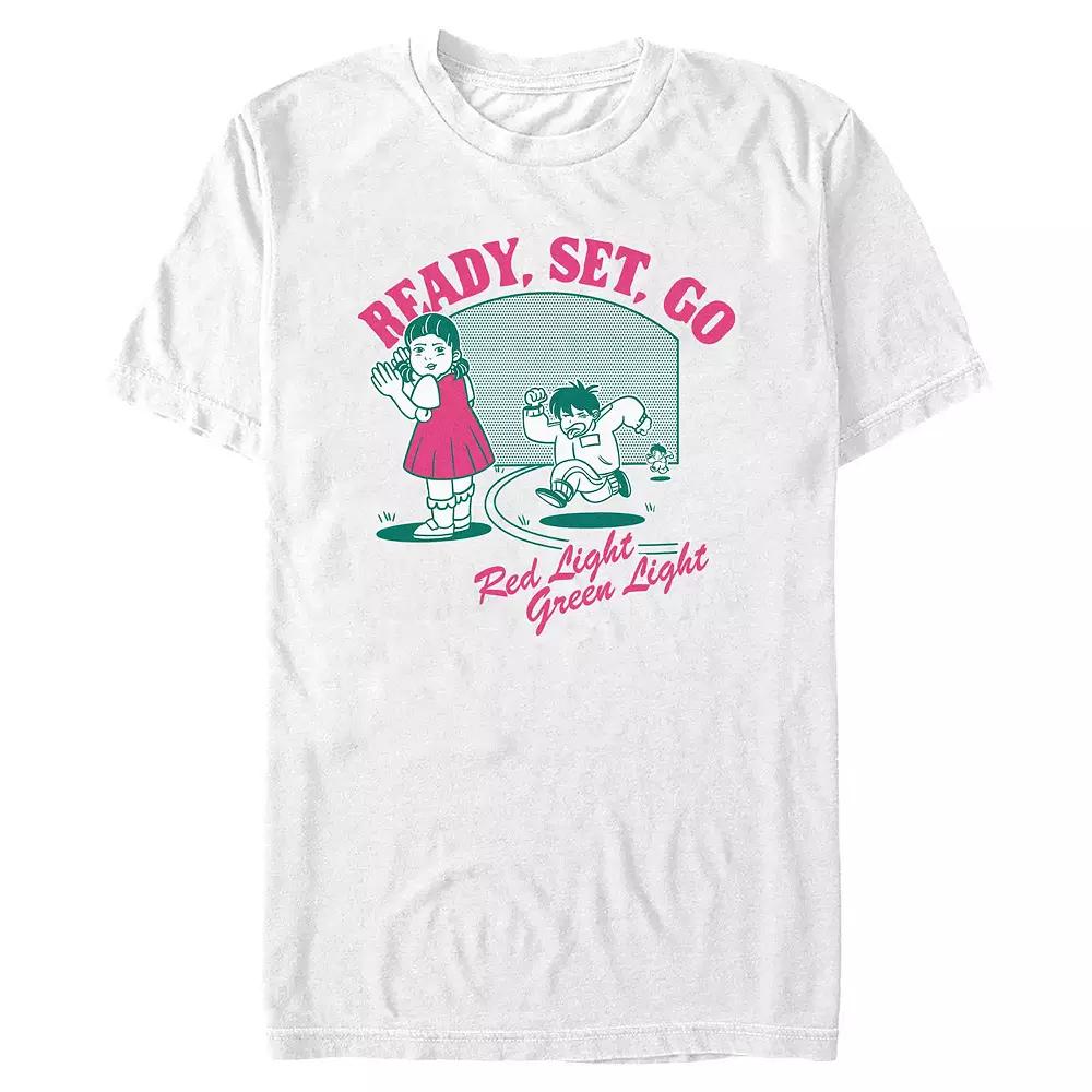 Men's Squid Game Ready, Set, Go Red Light Green Light Graphic Tee, Size: XXL, White Product Image
