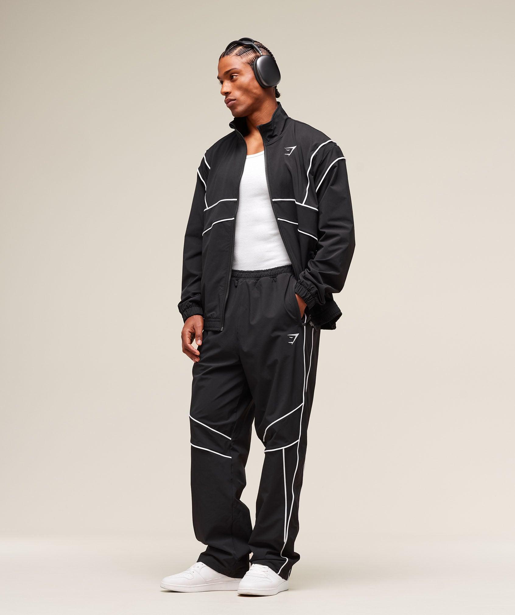 Gymshark Retro Crinkle Track Jacket - Black Male Product Image