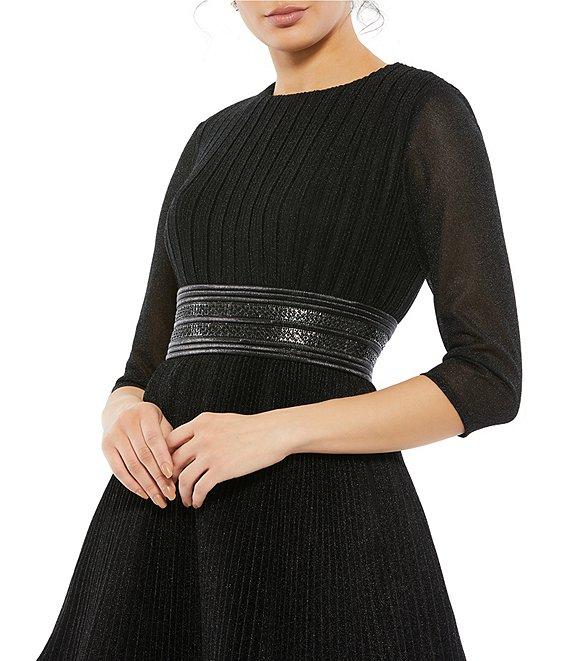 Mac Duggal 3/4 Sleeve Crew Neck Fit & Flare Mini Dress Product Image