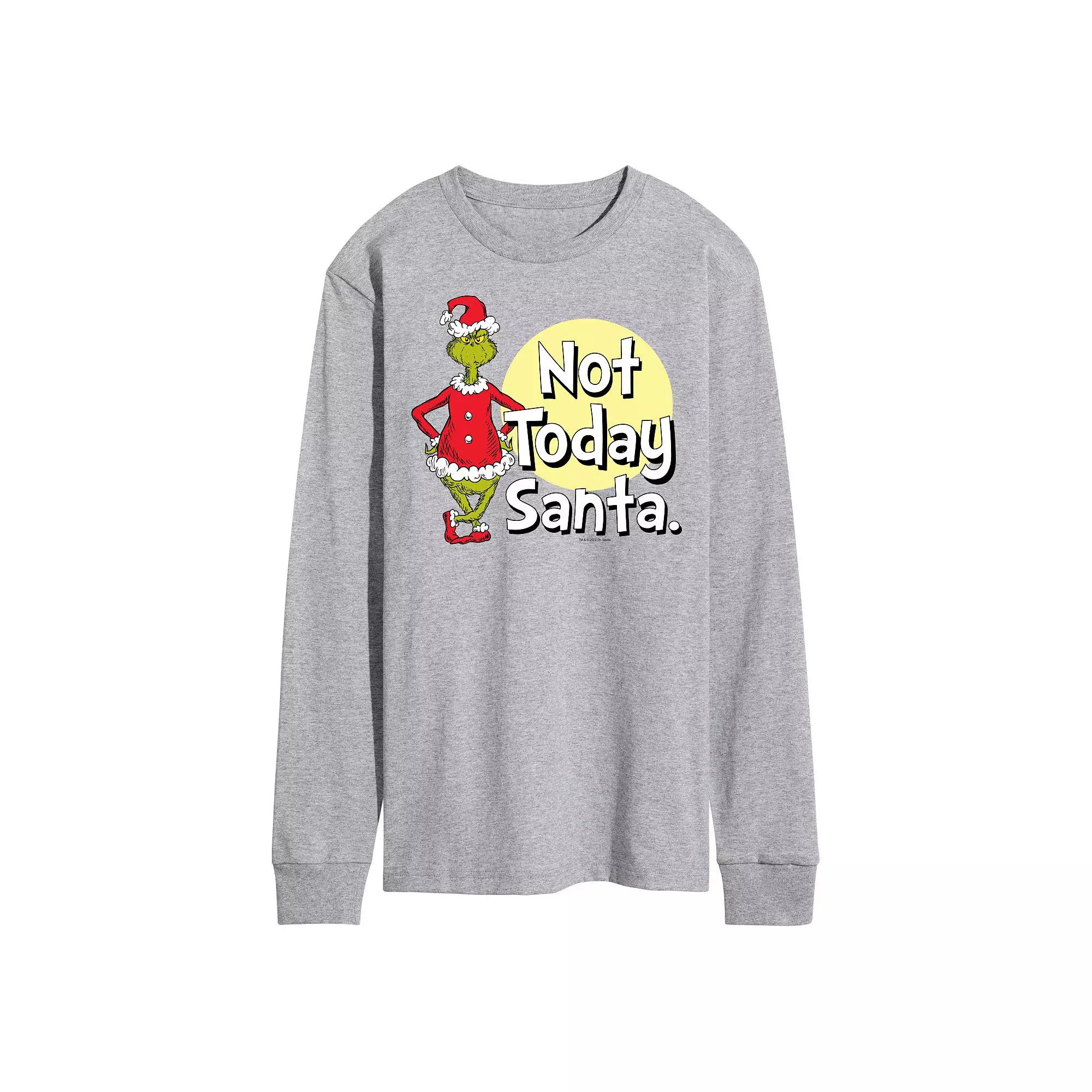 Men's Dr. Seuss Grinch Not Today Santa Long Sleeve Tee,  Product Image