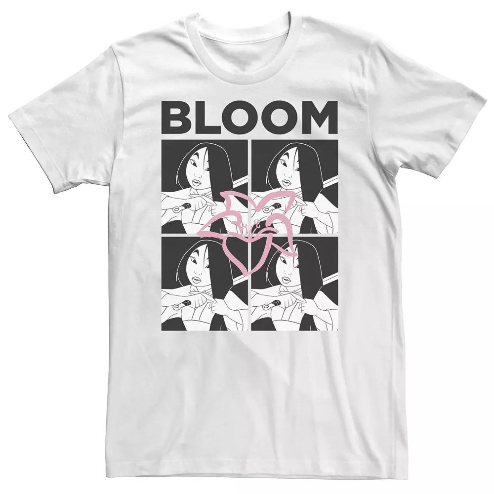 Big & Tall Disney Mulan Mulan Black & White Box Up Bloom Tee, Men's,  Product Image