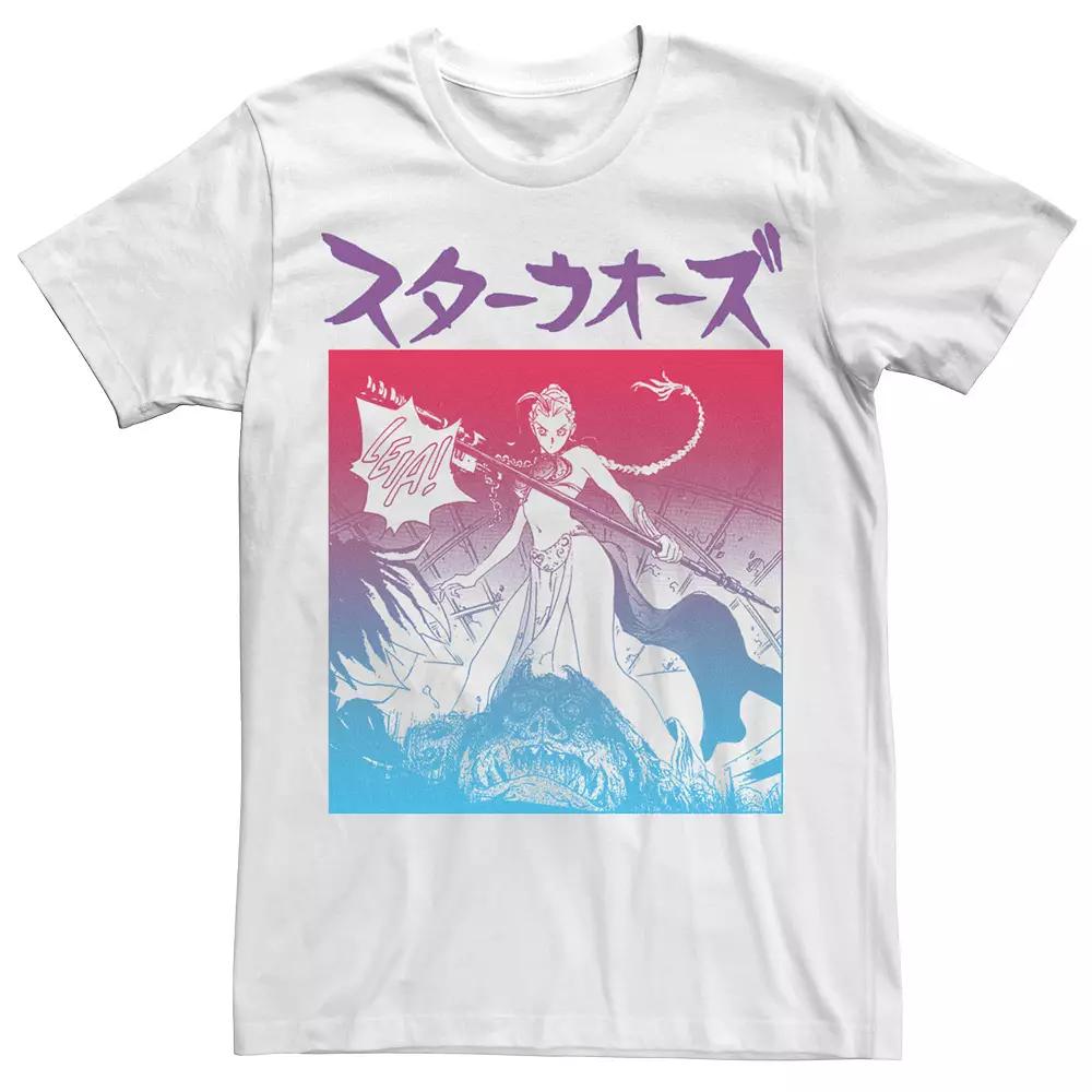 Men's Star Wars Princess Leia Anime Style Portrait Tee, Size: Medium, White Product Image