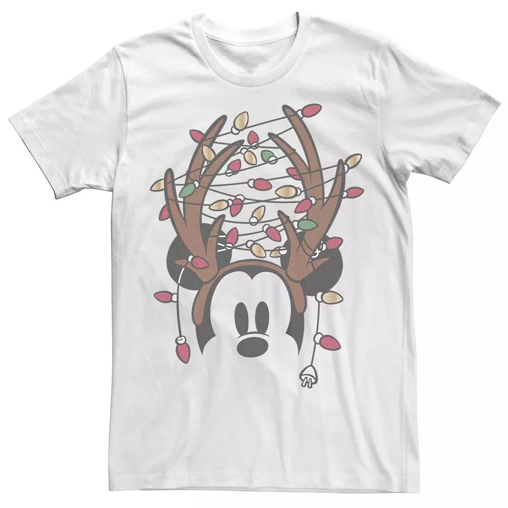 Disney's Mickey Mouse Men's Antlers With Christmas Lights Tee,  Product Image
