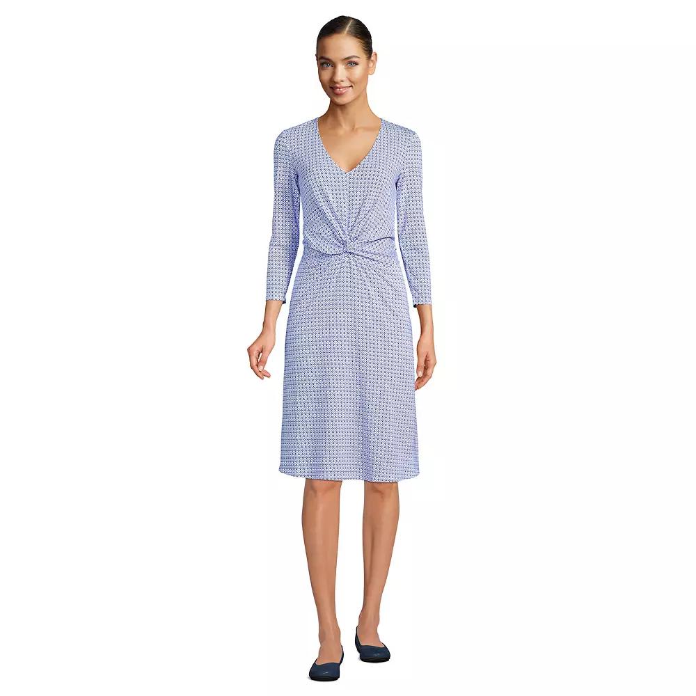 Women's Lands' End Lightweight Fit & Flare Dress, Size: Small, Purple Tile Geo Product Image