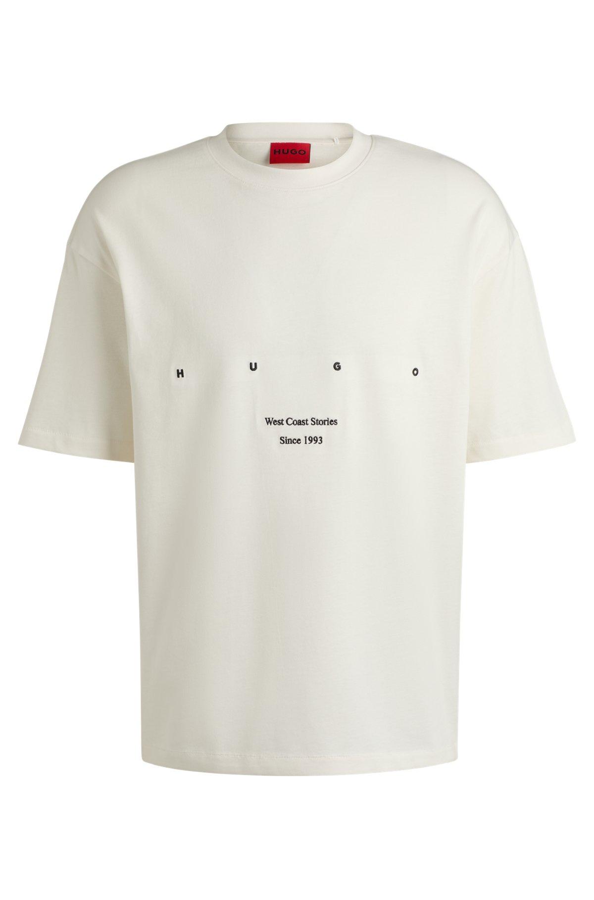 HUGO - Cotton-jersey T-shirt with LA artwork - White Product Image