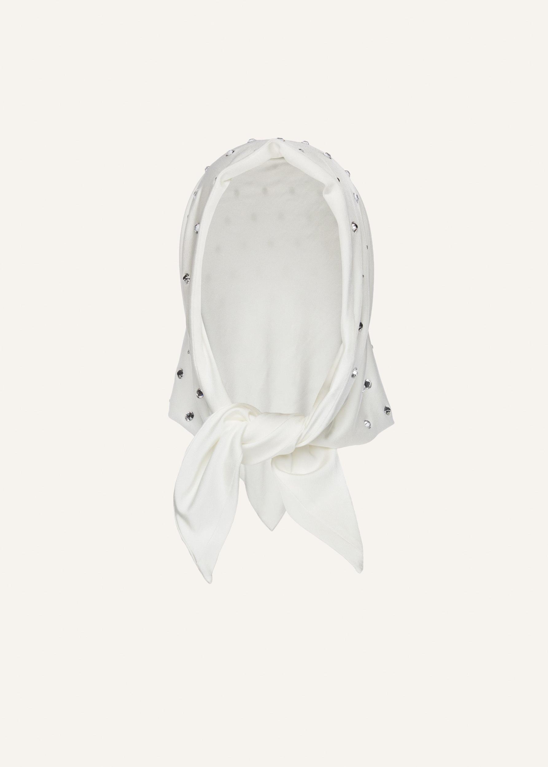 Crystal-studded triangle bandana in cream Product Image
