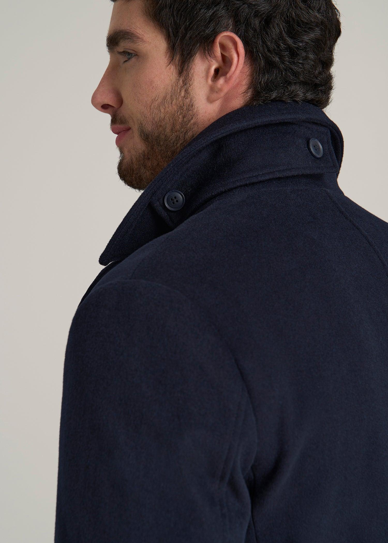 Double-Breasted Wool Peacoat for Tall Men in Deep Navy Male Product Image