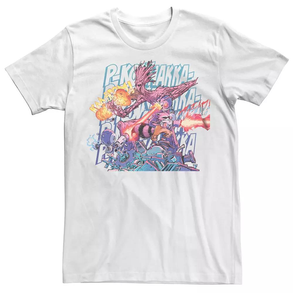 Men's Marvel Guardians Of The Galaxy Comic Rocket & Groot Fight Graphic Tee,  Product Image