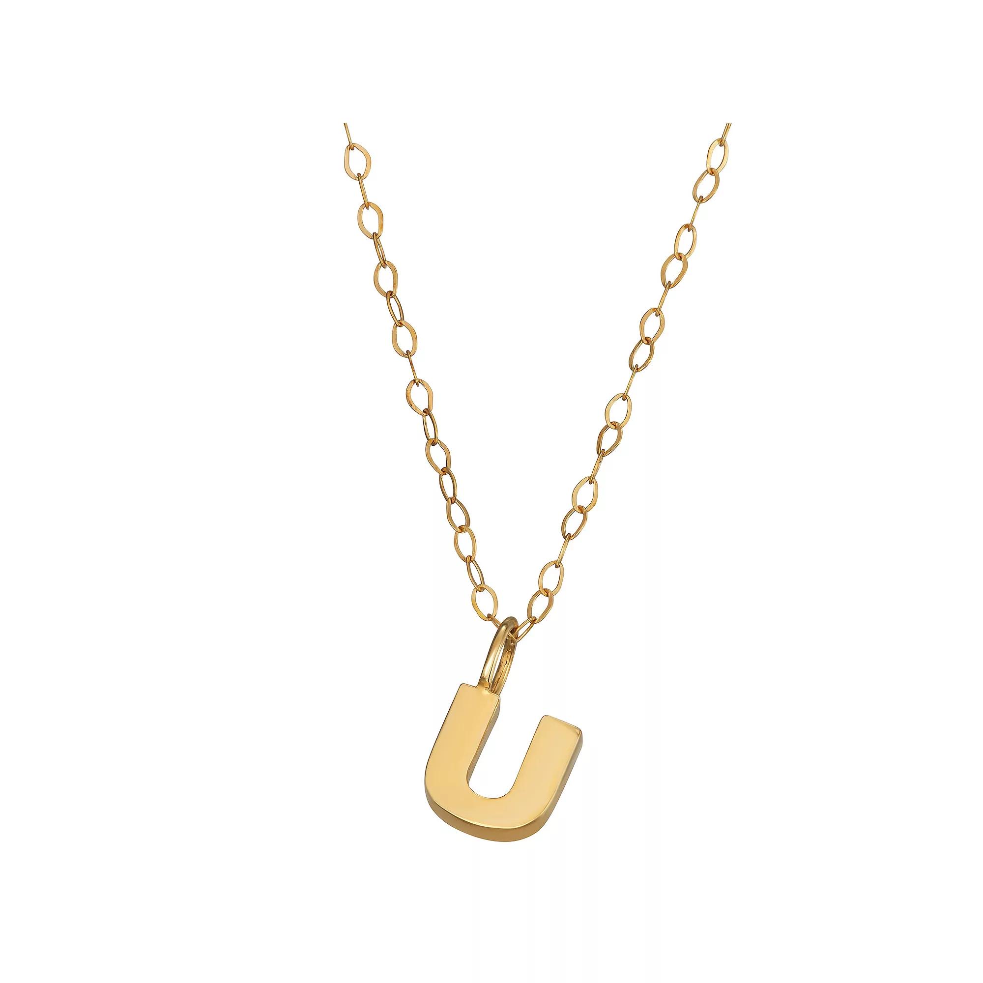 10K Gold Initial Pendant on 14K Gold Filled Chain, Womens Product Image