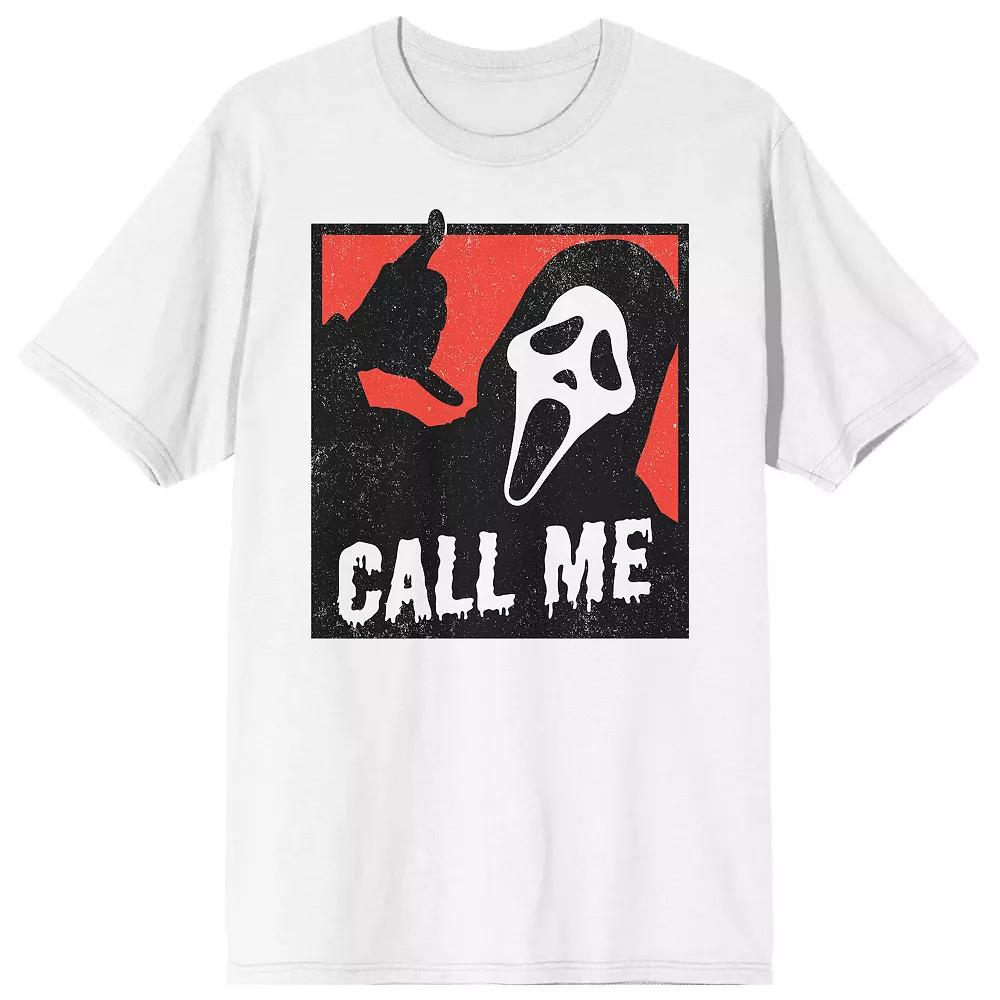 Men's Ghostface Call Me Crew Neck Tee, Size: XXL, White Product Image