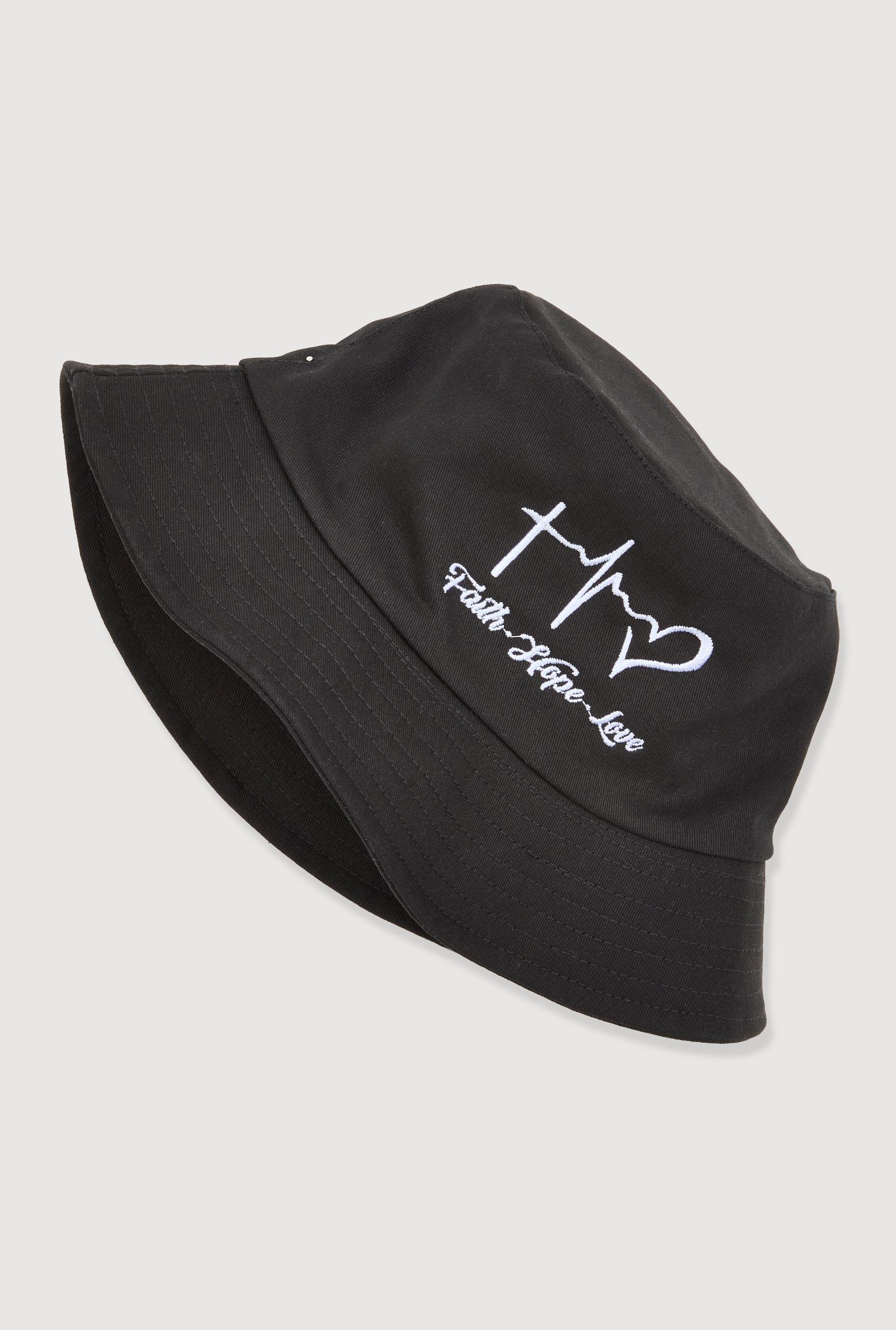 Faith Hope Love Embroidered Bucket Hat Female Product Image