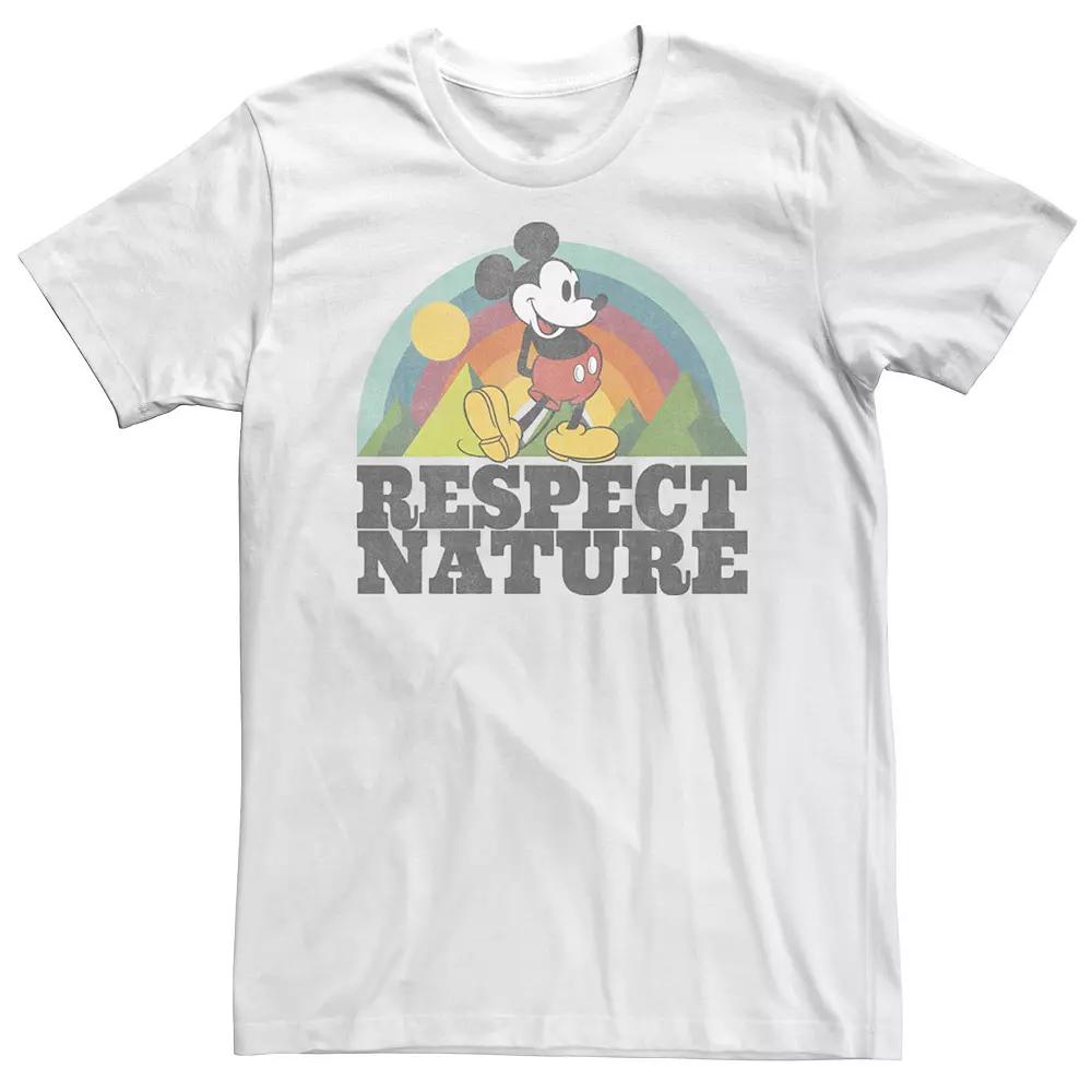 Big & Tall Disney Mickey & Friends Mickey Mouse "Respect Nature" Rainbow Tee, Men's, Size: XXL Tall, White Product Image