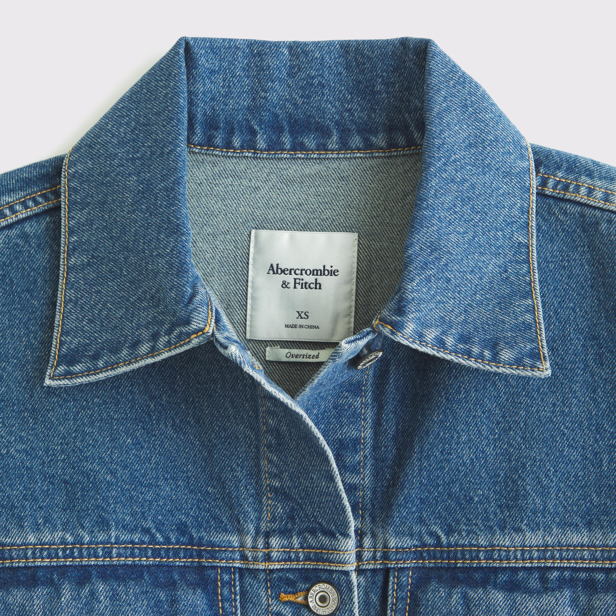 Oversized Distressed Denim Trucker Jacket Product Image