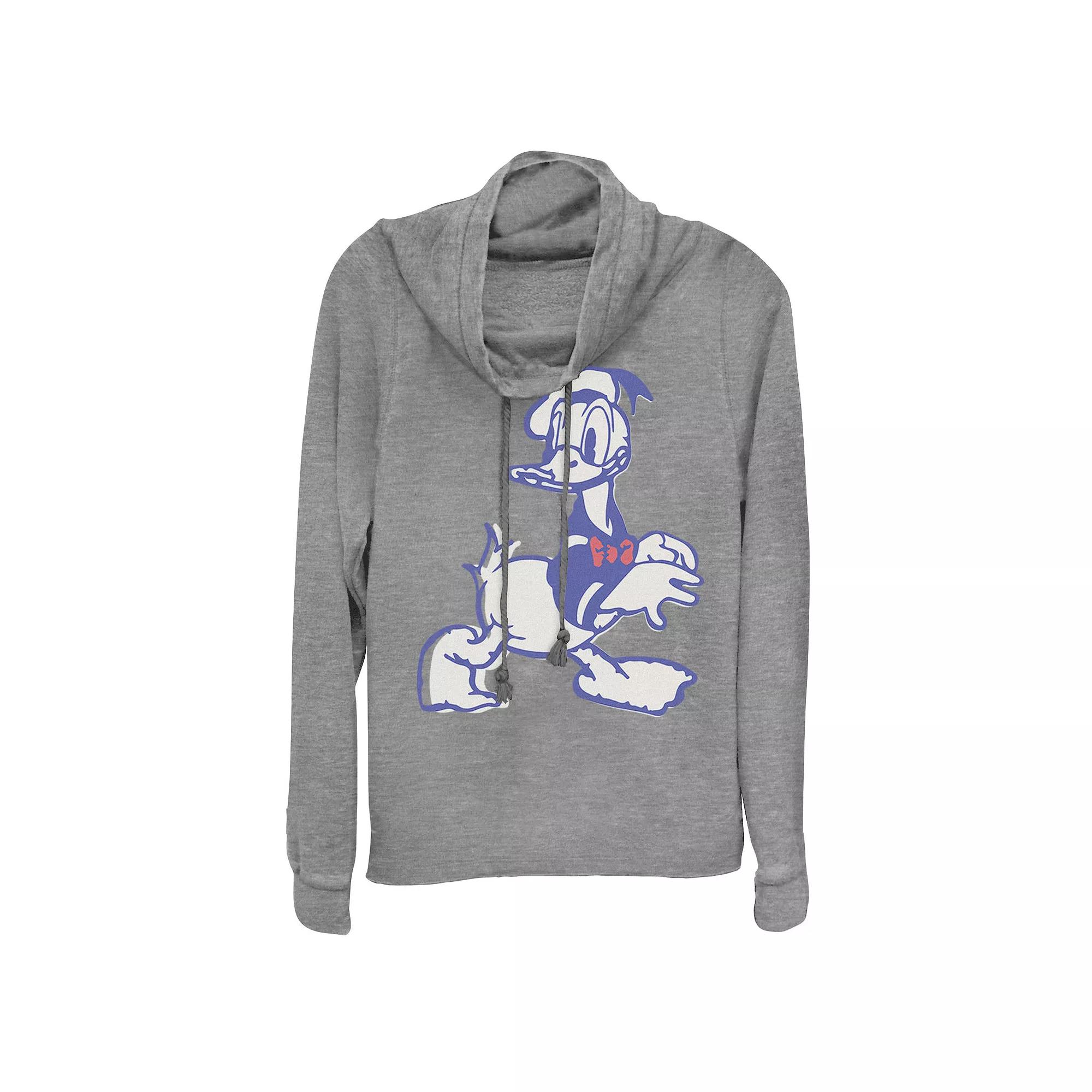 Disney Donald Duck Juniors' Vintage Graphic Cowlneck Graphic Lightweight Long Sleeve, Girl's,  Product Image