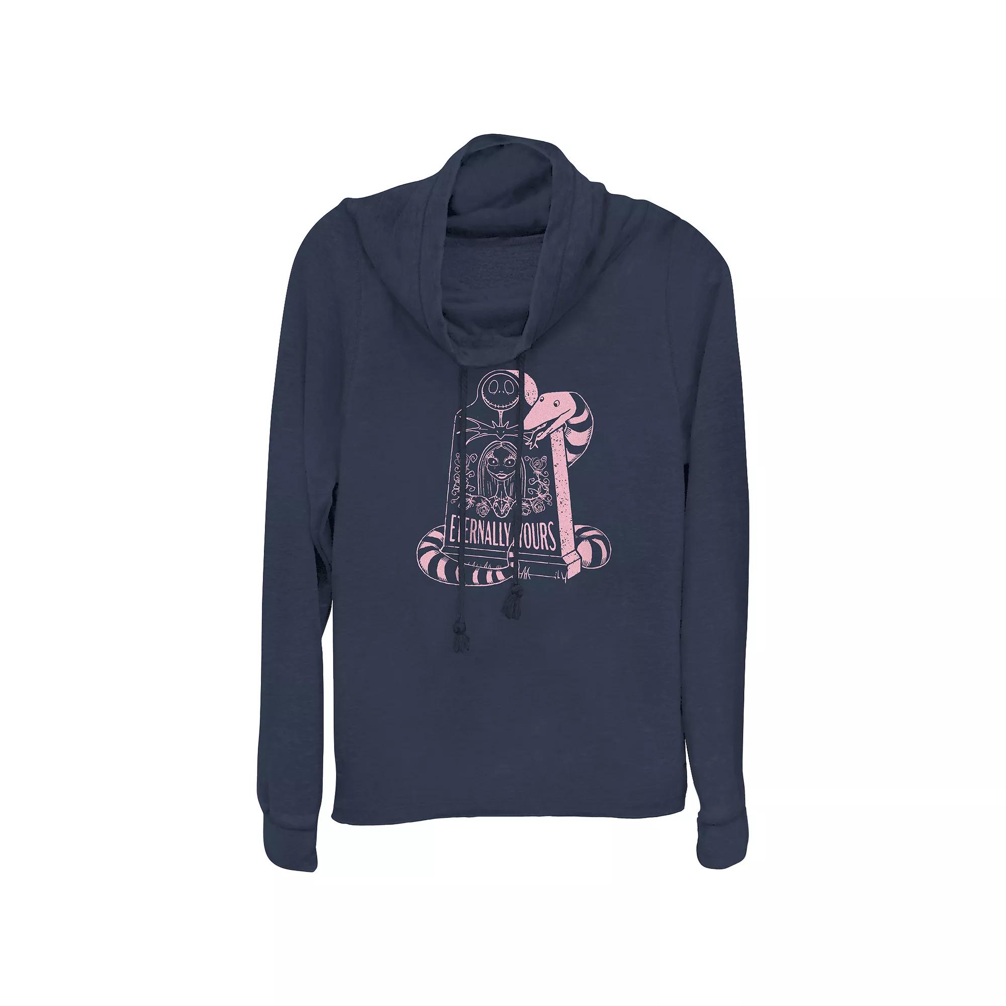 Disney's The Nightmare Before Christmas Jack Skellington And Sally Eternally Yours Gravestone Plus Size Cowlneck Graphic Lightweight Long Sleeve, Women's, Size: 3XL, Blue Product Image