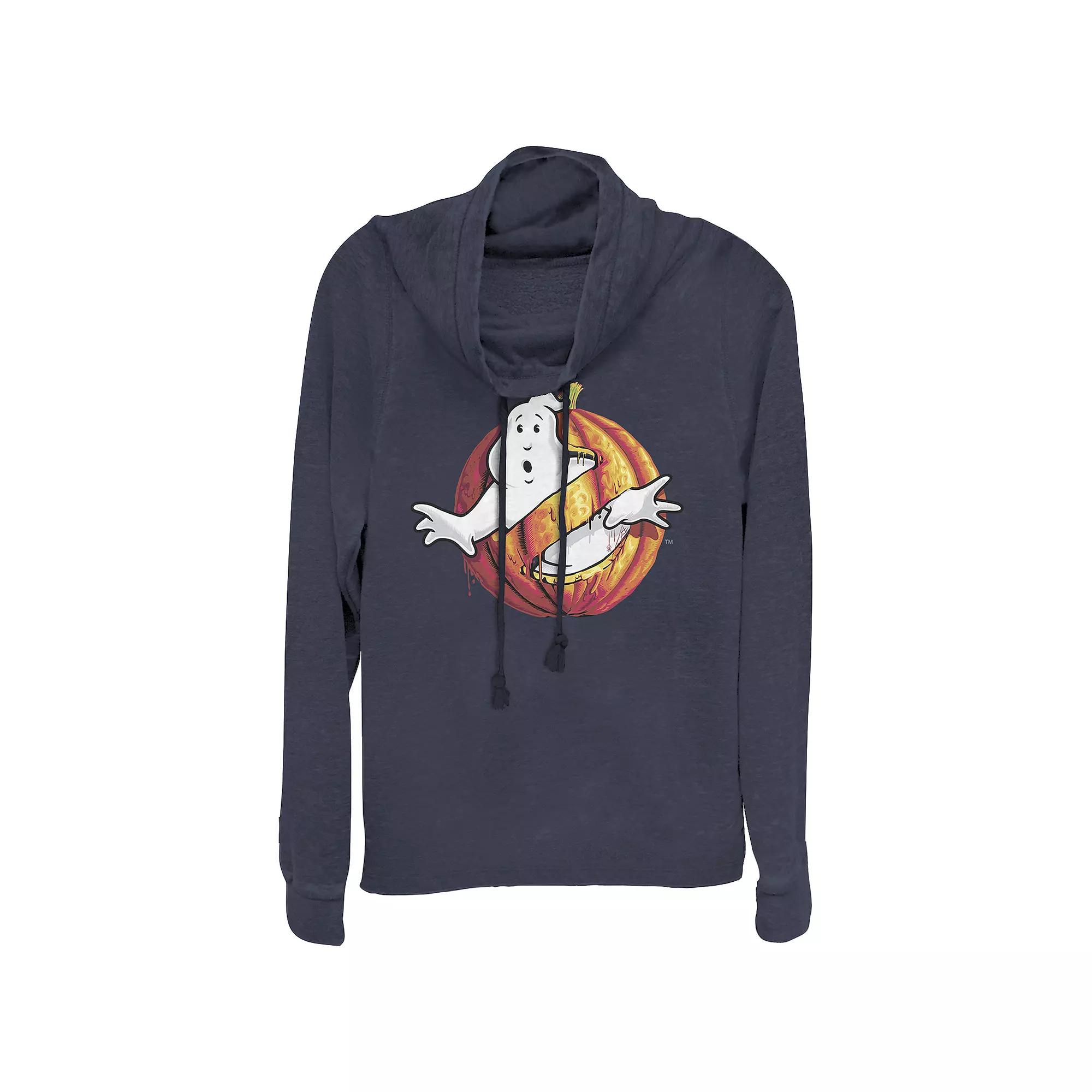 Juniors' Ghostbusters Halloween Logo Cowlneck Graphic Lightweight Long Sleeve, Girl's,  Product Image