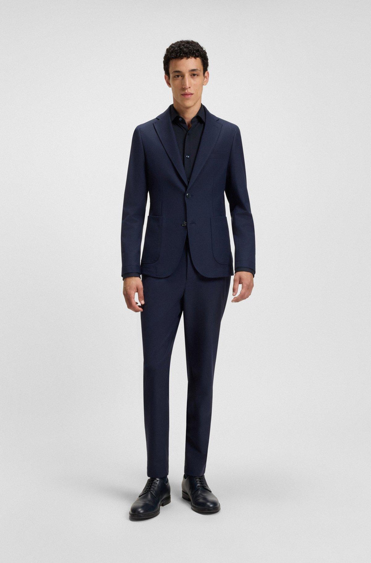 Slim-fit shirt in structured performance-stretch jersey Product Image