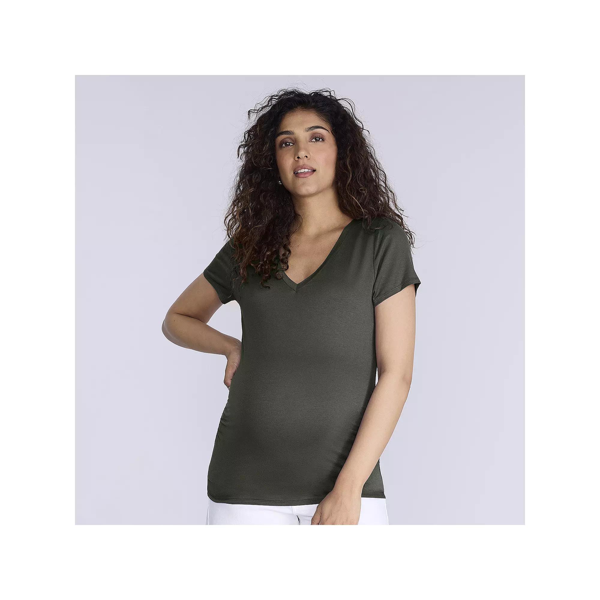 Maternity Motherhood® Side Ruched V-Neck Tee, Women's,  Product Image