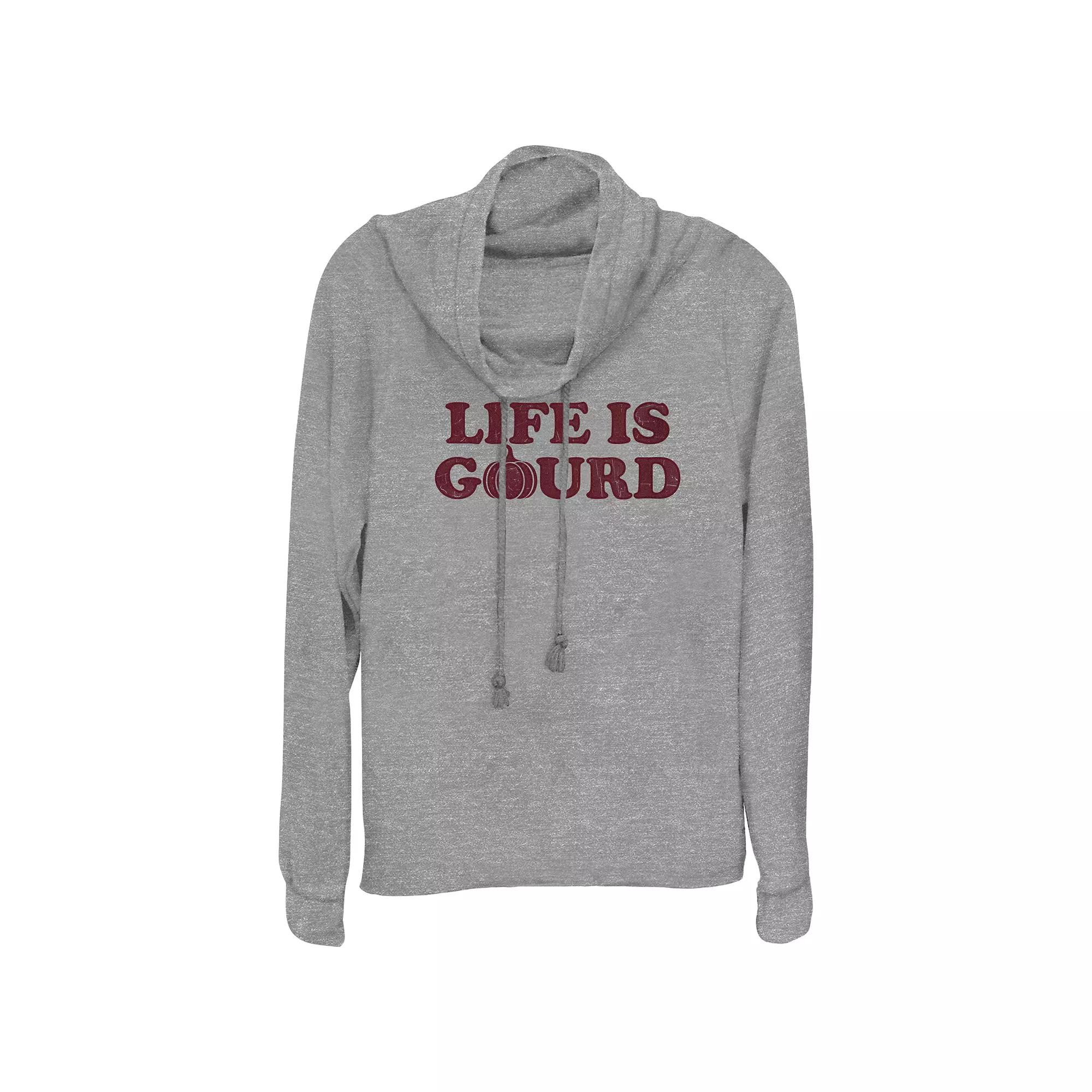 Women's Life Is Gourd Cowlneck Graphic Lightweight Long Sleeve,  Product Image