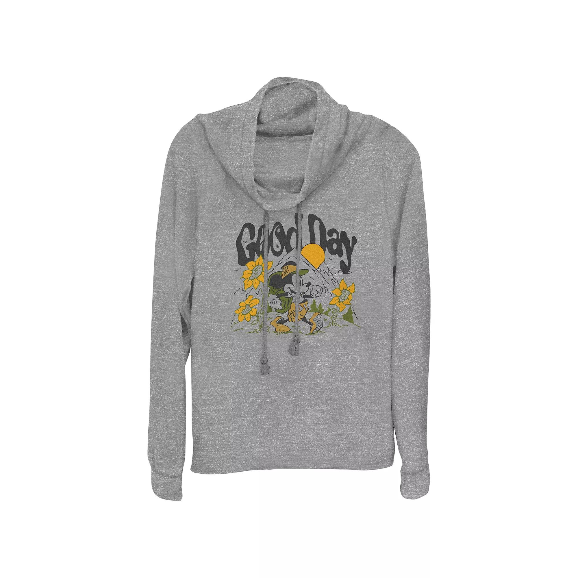Disney's Mickey Mouse Good Day Plus Size Cowlneck Graphic Lightweight Long Sleeve, Women's, Size: 1XL, Gray Grey Product Image