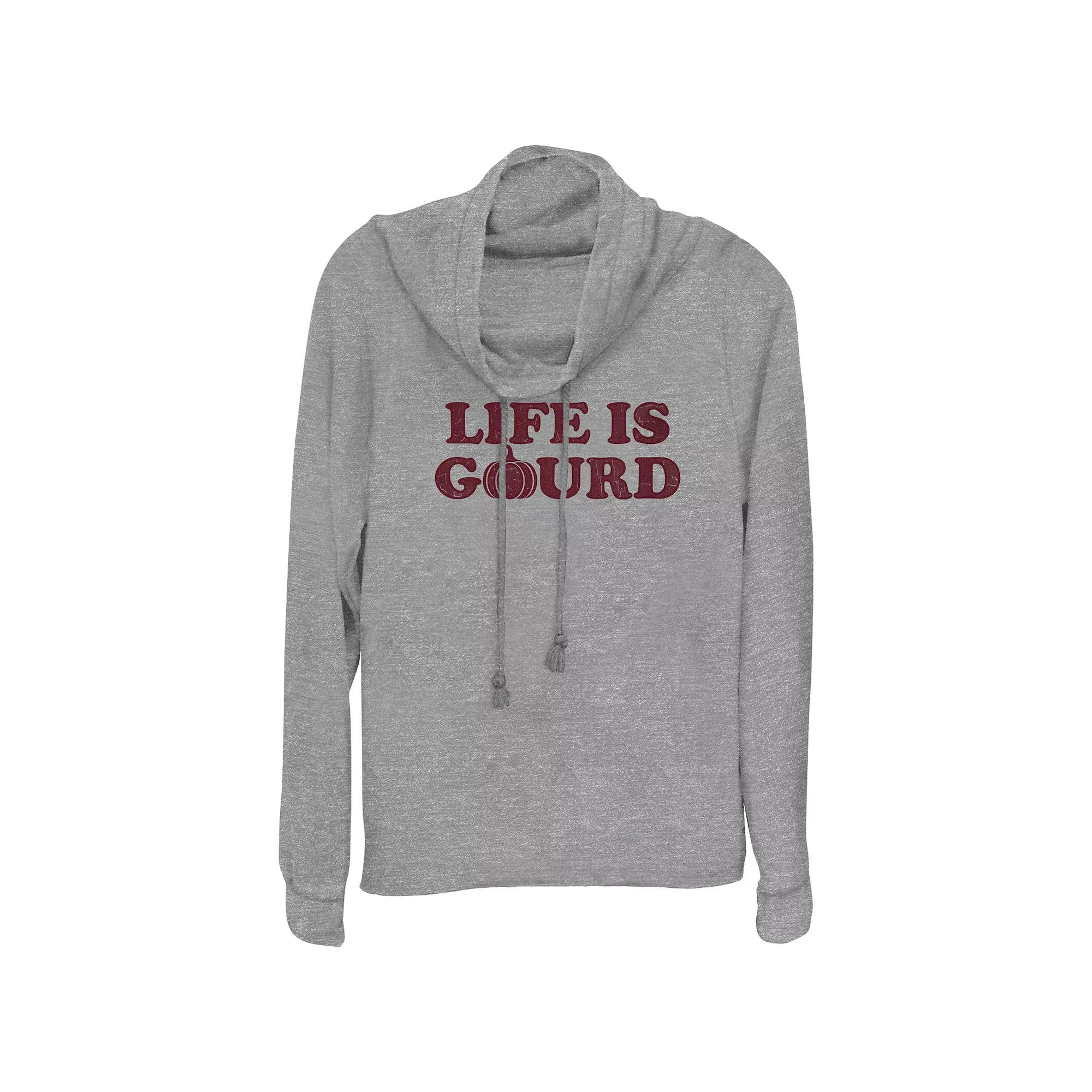 Women's Life Is Gourd Cowlneck Graphic Lightweight Long Sleeve,  Product Image