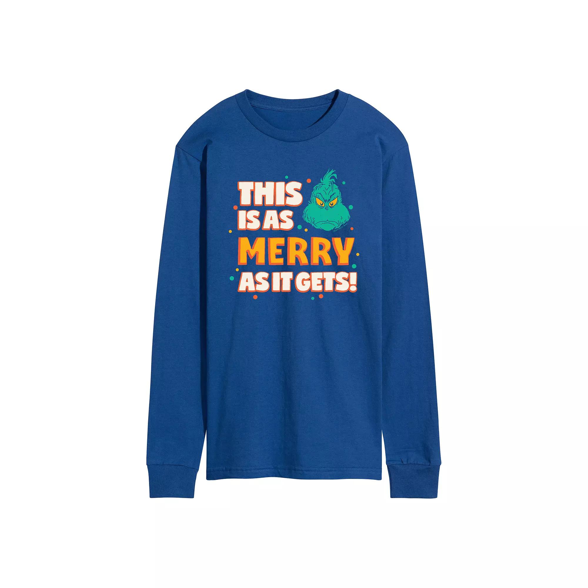 Men's Dr. Seuss The Grinch As Merry As It Gets Long Sleeve Graphic Tee,  Product Image