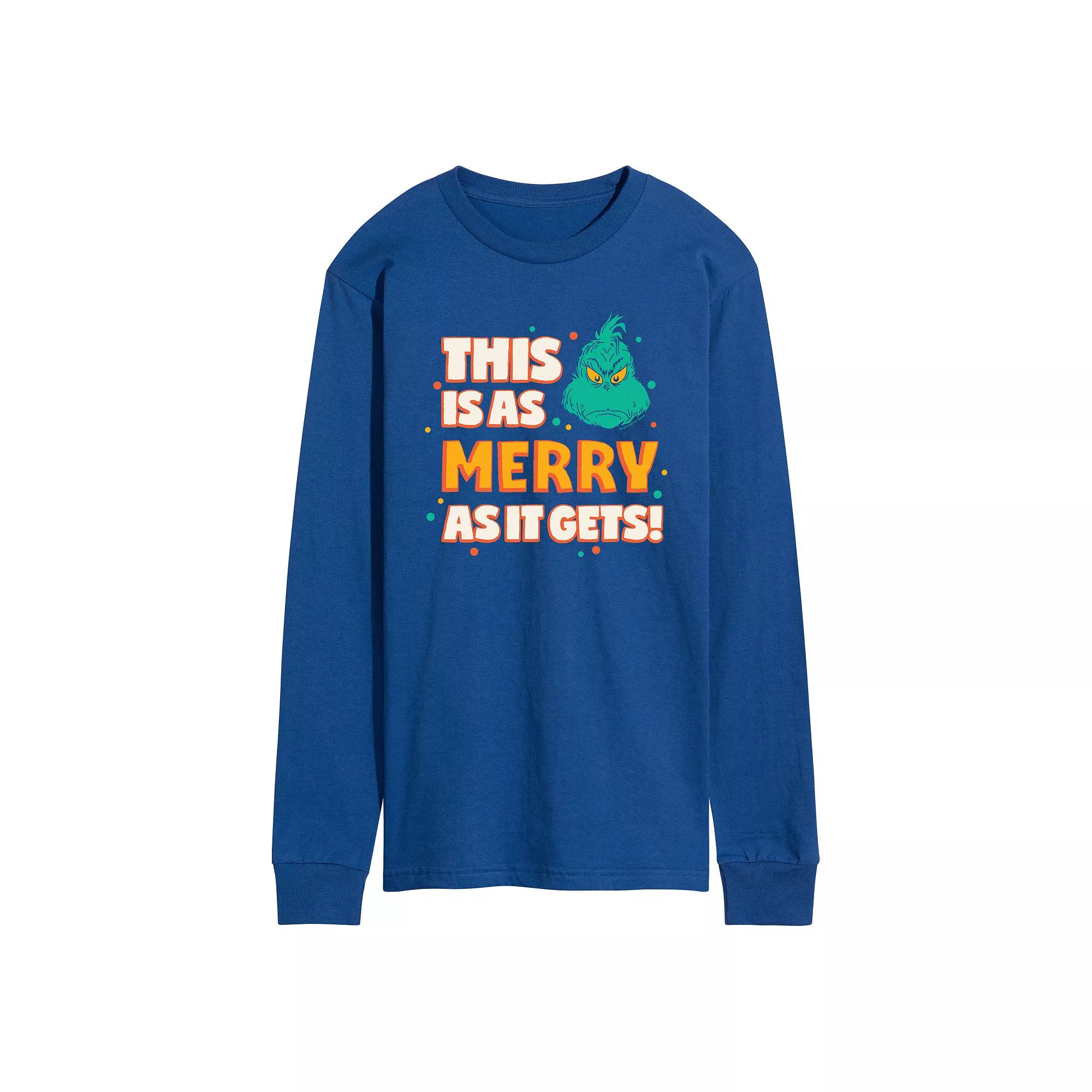 Men's Dr. Seuss The Grinch As Merry As It Gets Long Sleeve Graphic Tee,  Product Image
