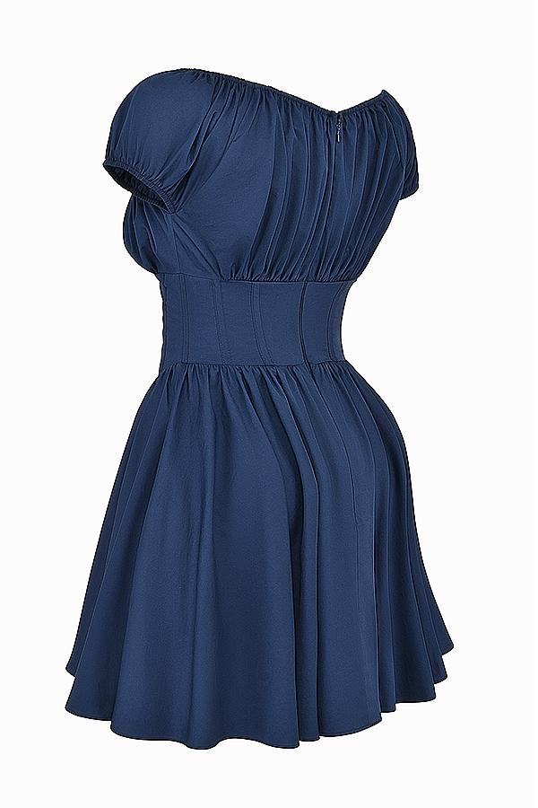 Nala  french navy gathered mini dress - sale Product Image