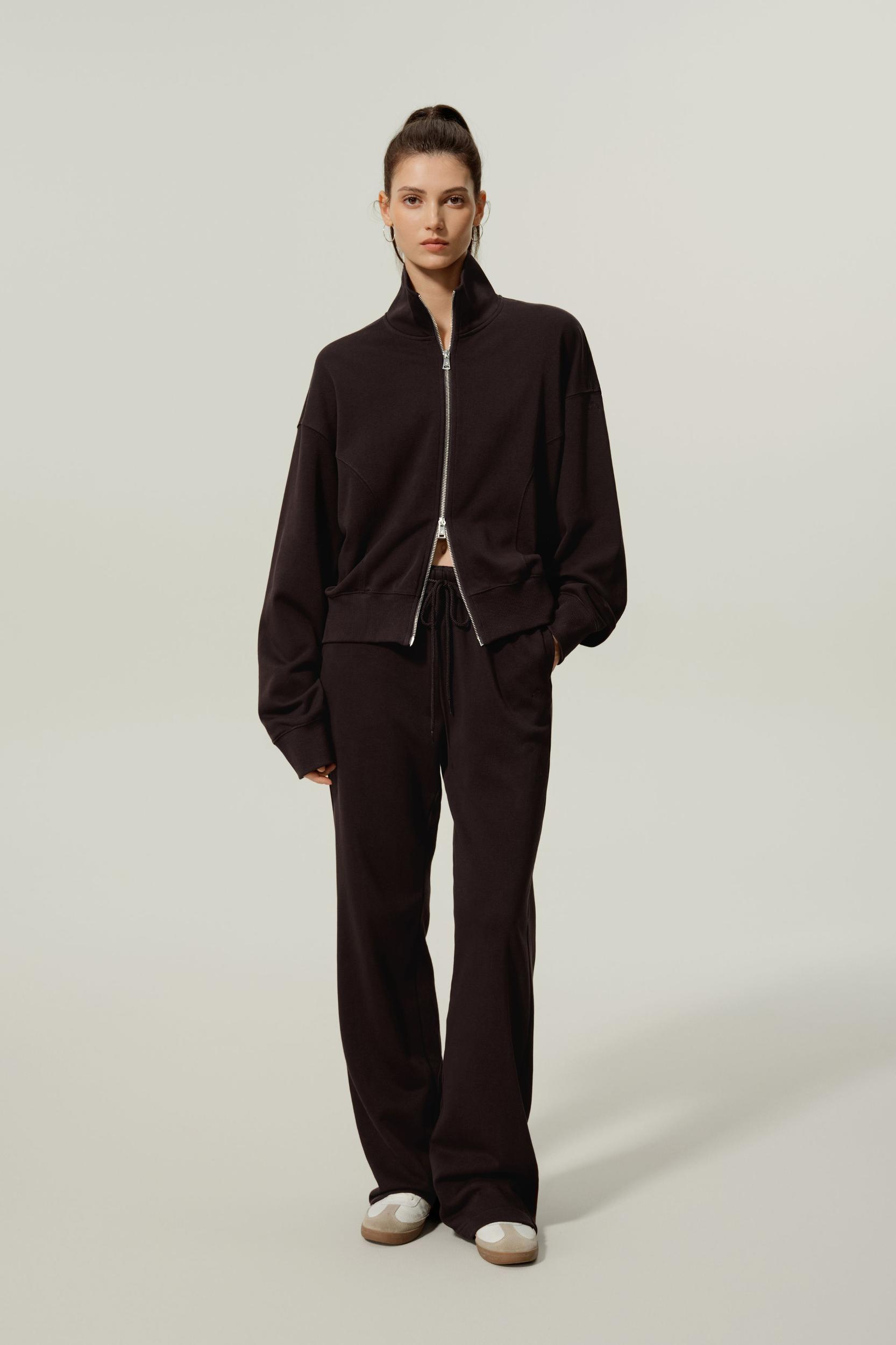 LILYSILK Women's SILKERRY Silk Blend Oversized Two-Way Zip Jacket Navy XL Product Image