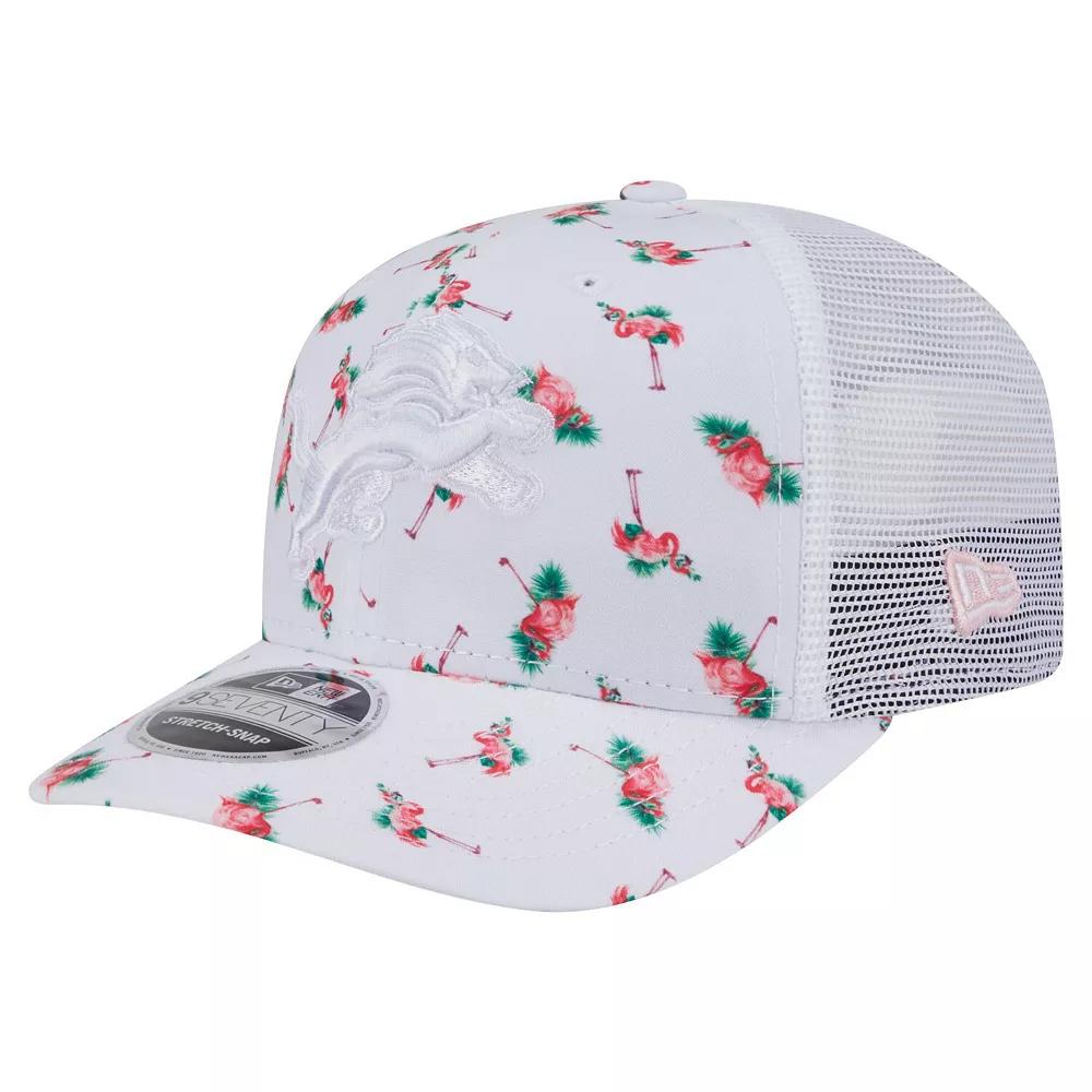 Men's New Era White Detroit Lions Adventure Flamingo Pattern 9SEVENTY Stretch-Snap Hat Product Image