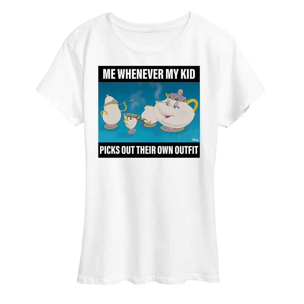 Disneys Beauty and the Beast Womens Me When Kid Picks Outfit Meme Graphic Tee Product Image