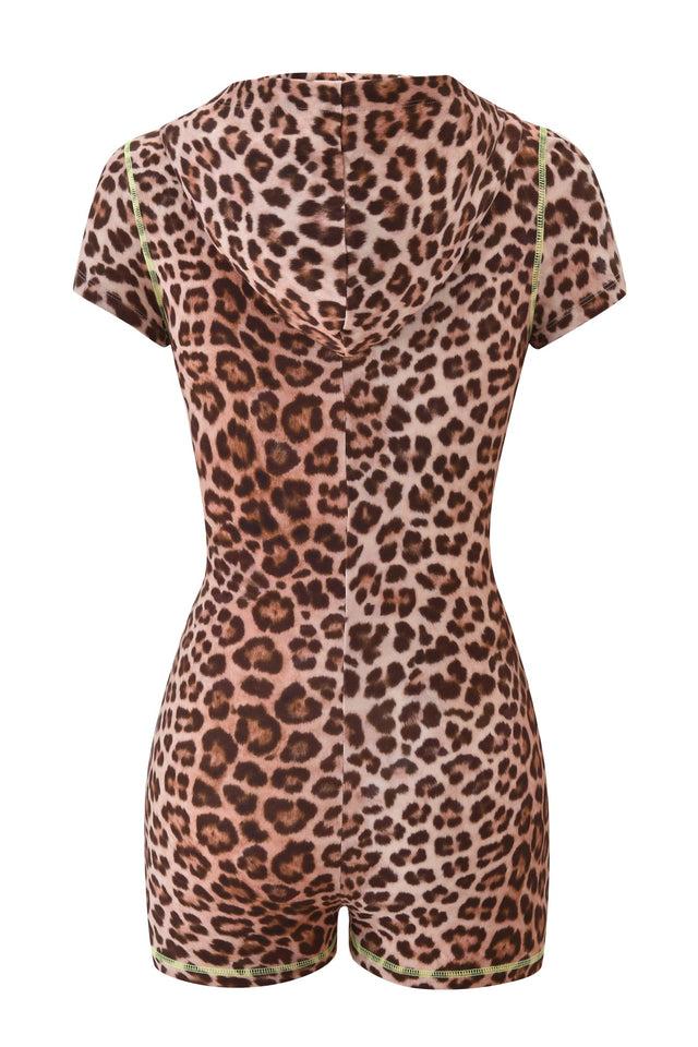 BLARE SHORT SLEEVE ROMPER - LEOPARD Product Image