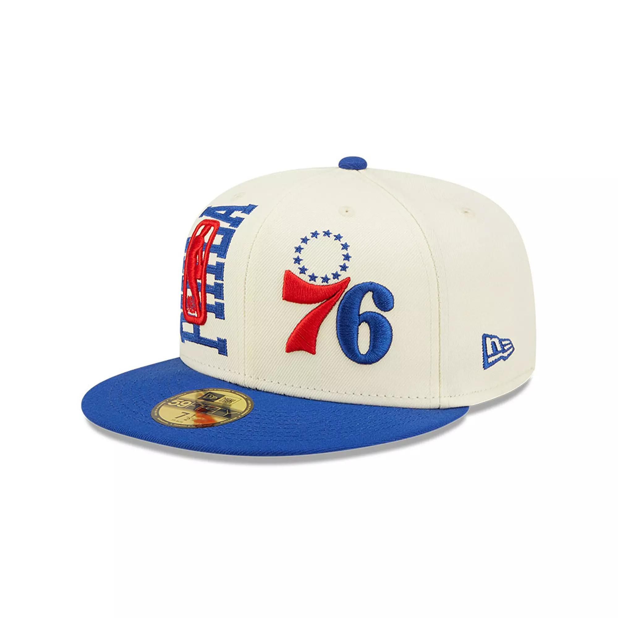 Men's New Era Cream/Royal Philadelphia 76ers 2022 NBA Draft 59FIFTY Fitted Hat, 76r Blue Product Image