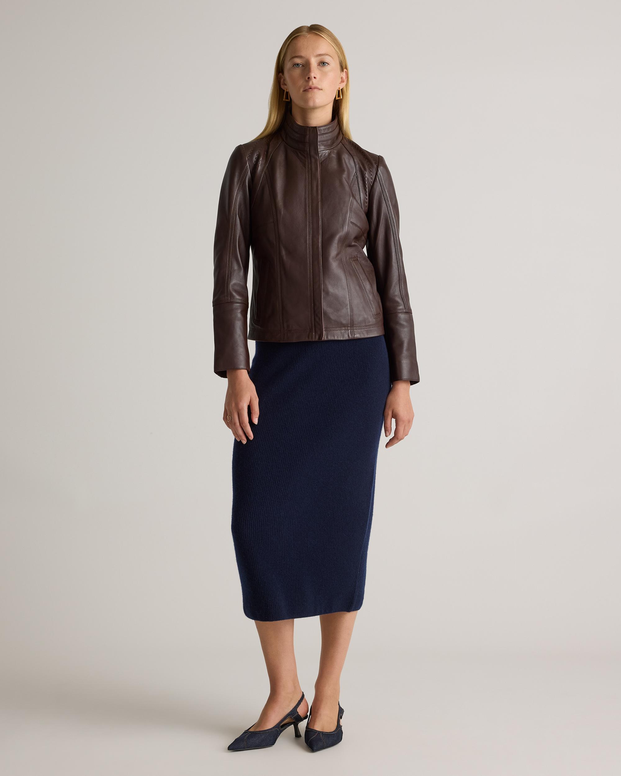 Quince | Women's Stand-Collar Jacket Size XS, Leather Product Image