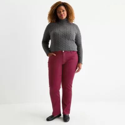 St. John's Bay Plus Womens Mid Rise Wide Cuff Straight Leg Jean Product Image