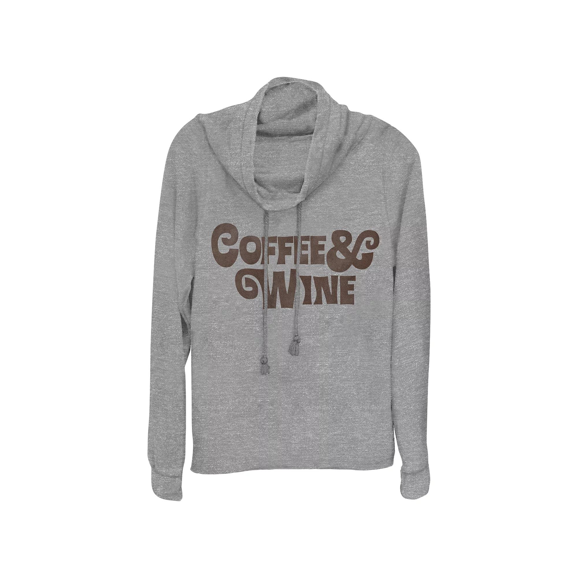 Women's Coffee & Wine Cowlneck Graphic Lightweight Long Sleeve,  Product Image