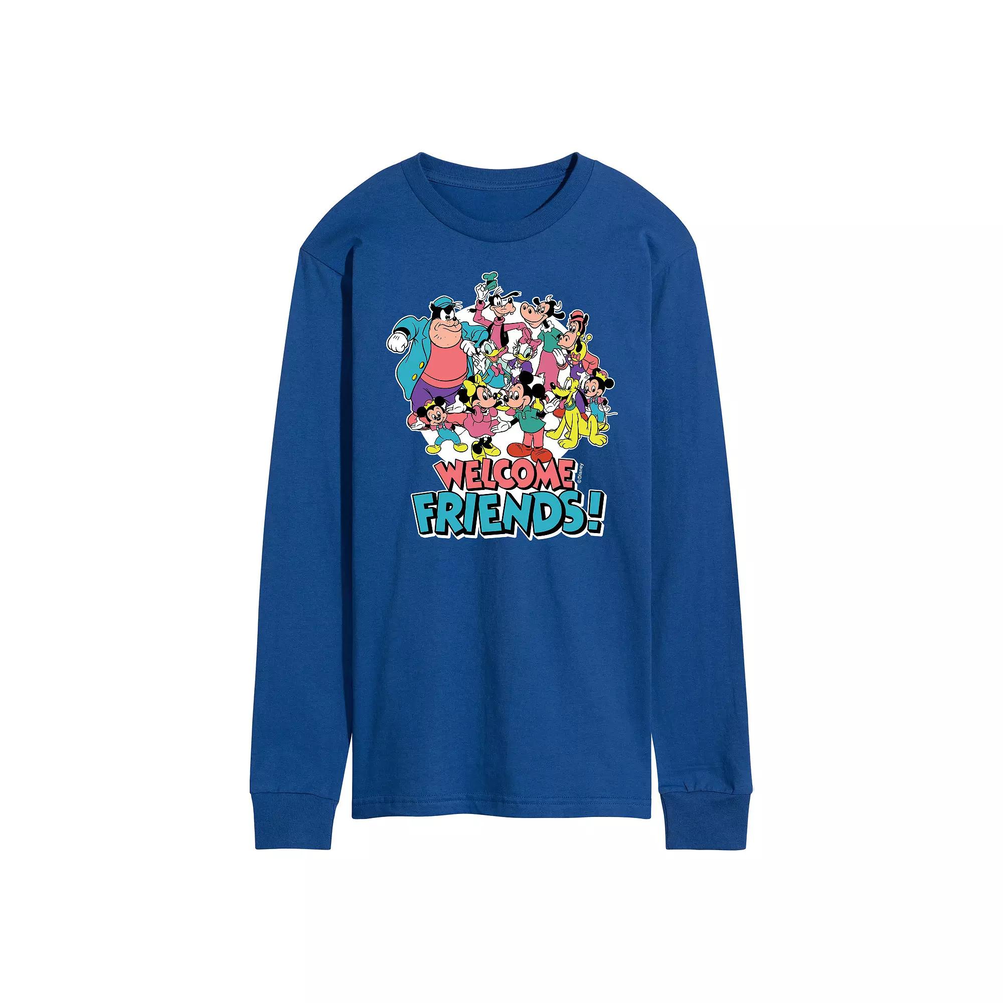 Disney's Mickey Mouse & Friends Men's Welcome Friends Long Sleeve Graphic Tee,  Product Image