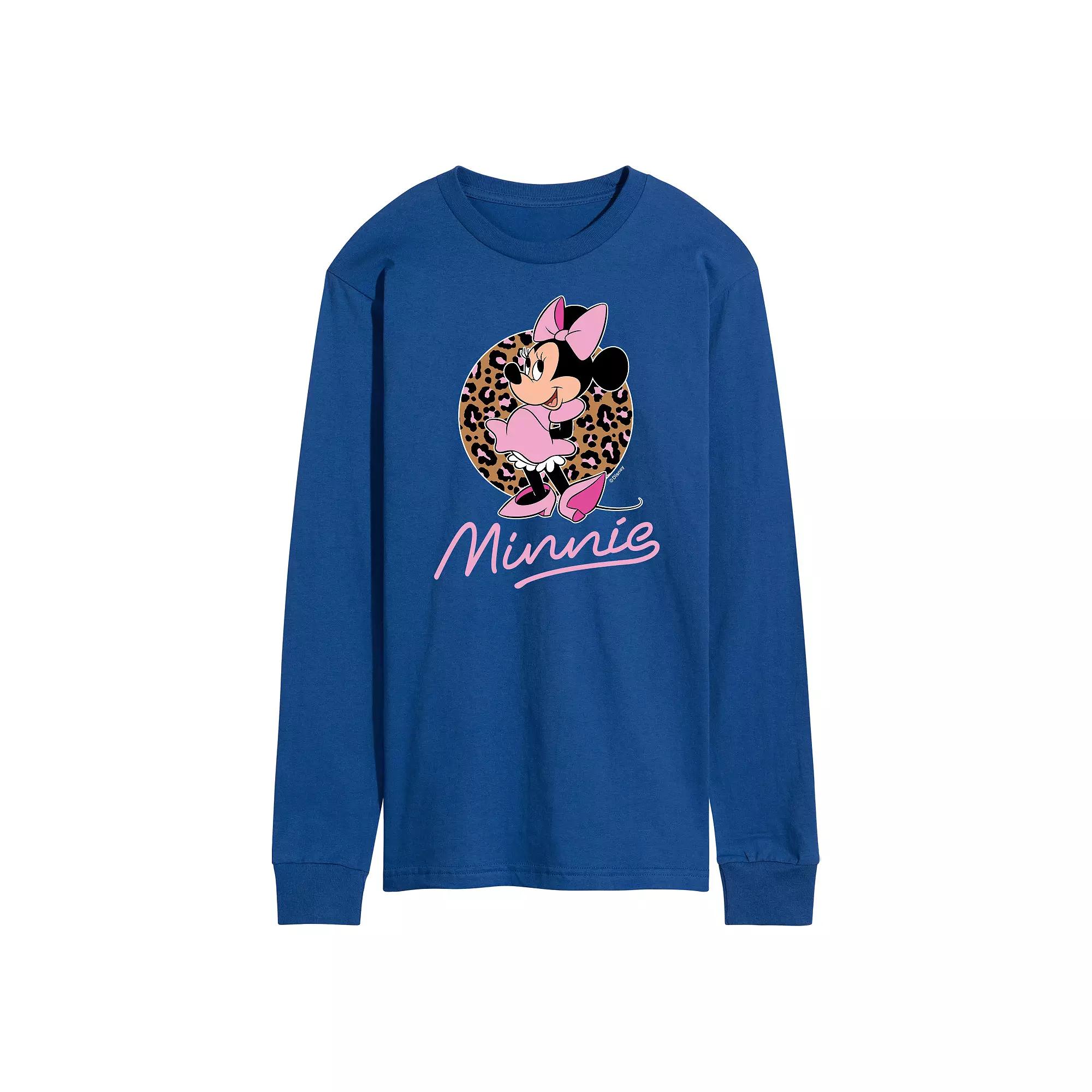 Disney's Minnie Mouse Men's Leopard Long Sleeve Graphic Tee,  Product Image