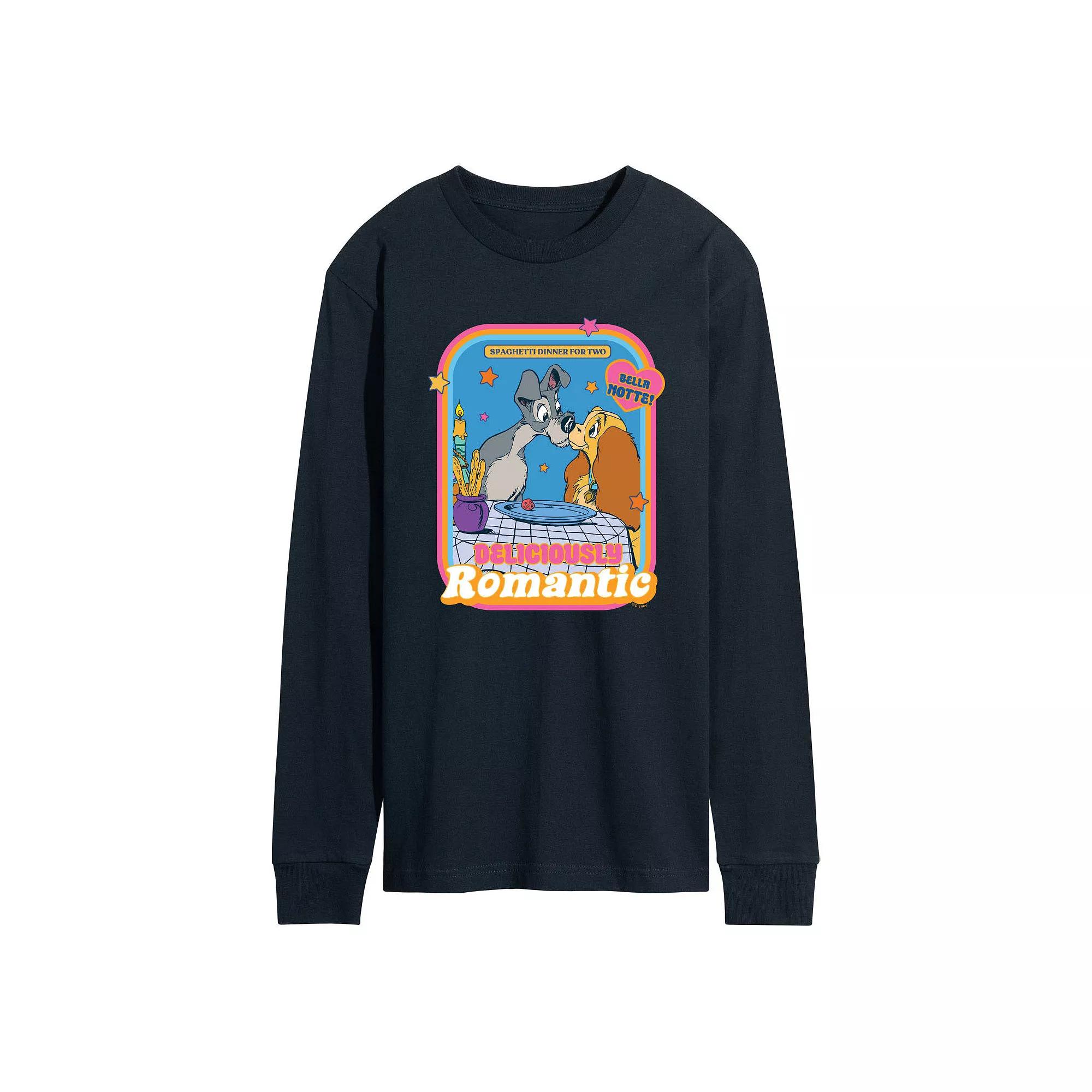 Disney's Lady and the Tramp Men's Romantic Long Sleeve Graphic Tee,  Product Image