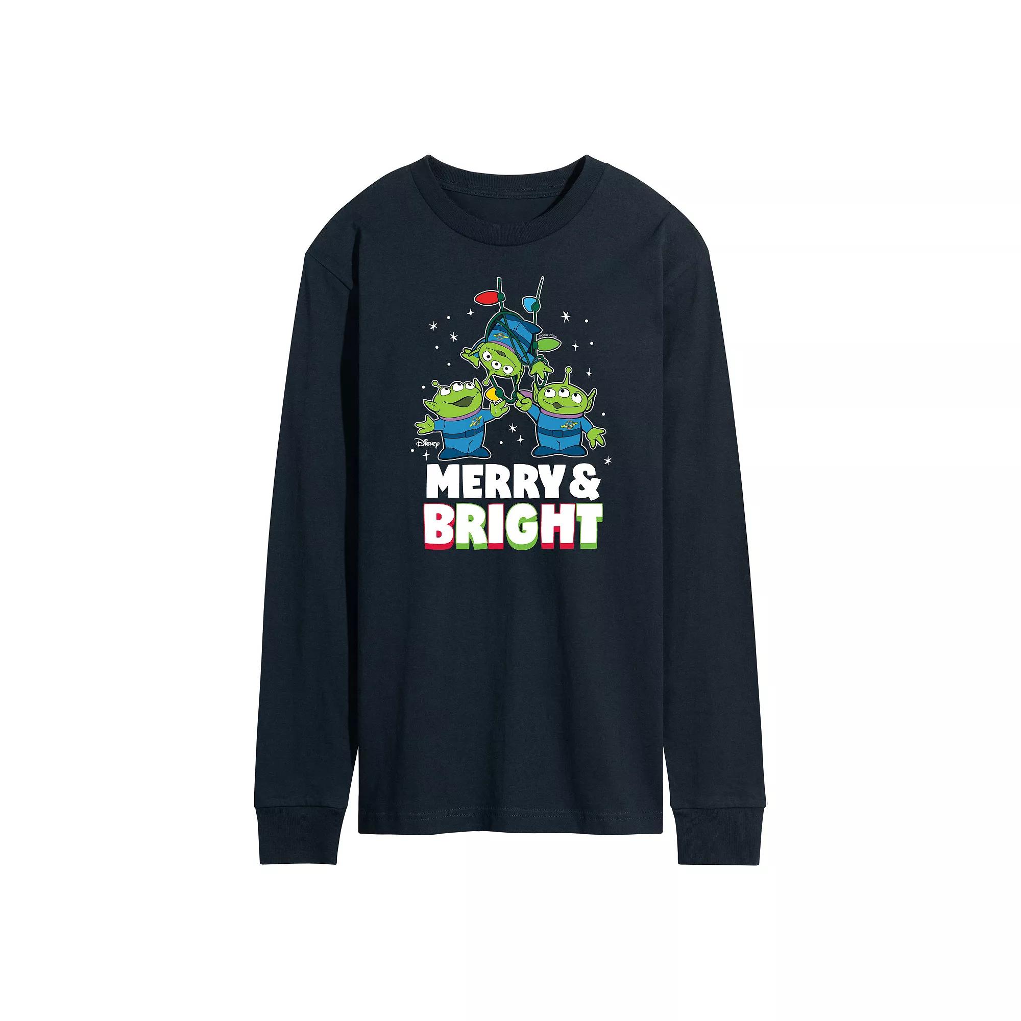 Disney / Pixar's Toy Story 4 Aliens Men's Merry And Bright Long Sleeve Graphic Tee,  Product Image