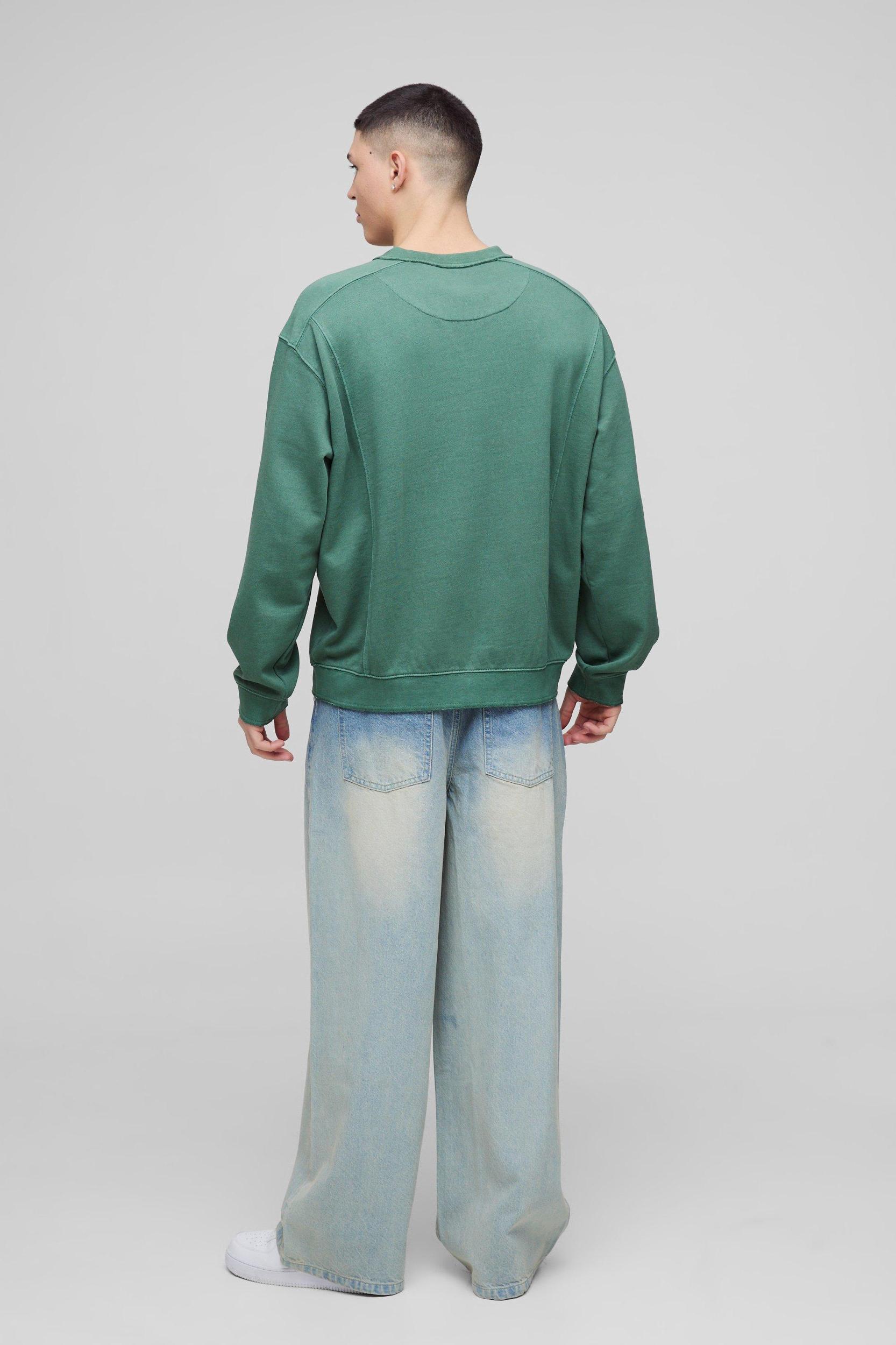 Oversized Boxy Seam Wash Sweatshirt | boohooMAN USA Product Image
