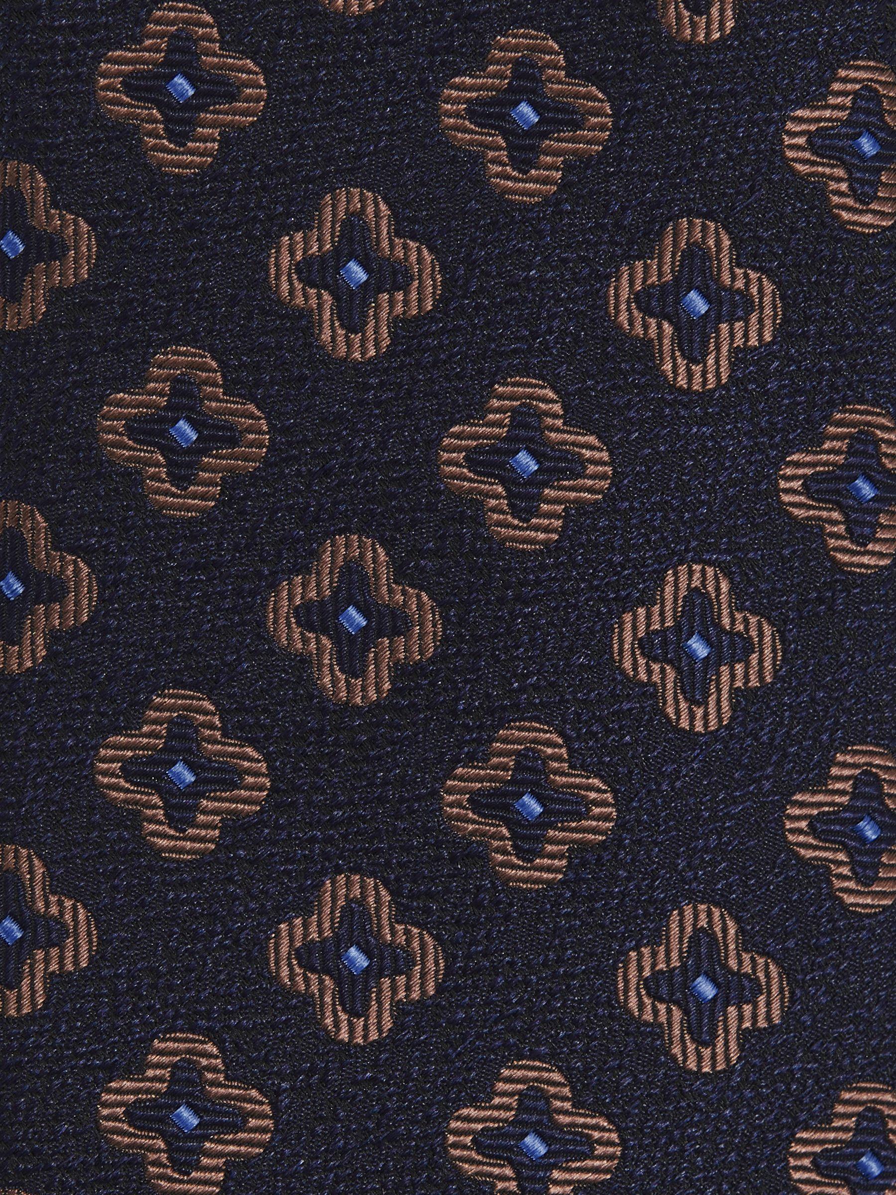 Silk-Wool Floral-Medallion Tie in Navy Product Image